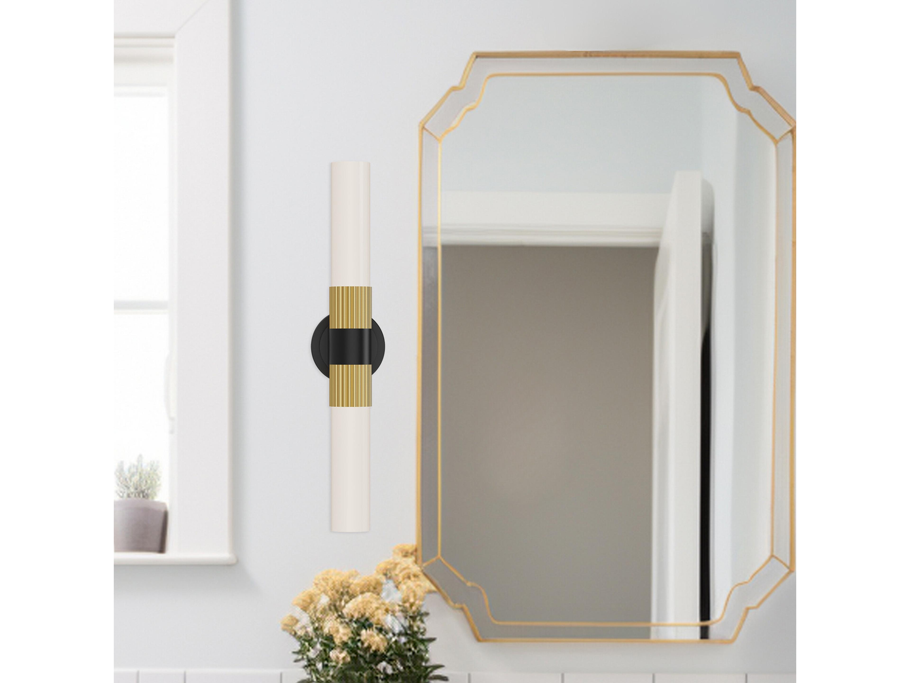Alora Mood Rue 2-Light Matte Black Brushed Gold Vanity Light