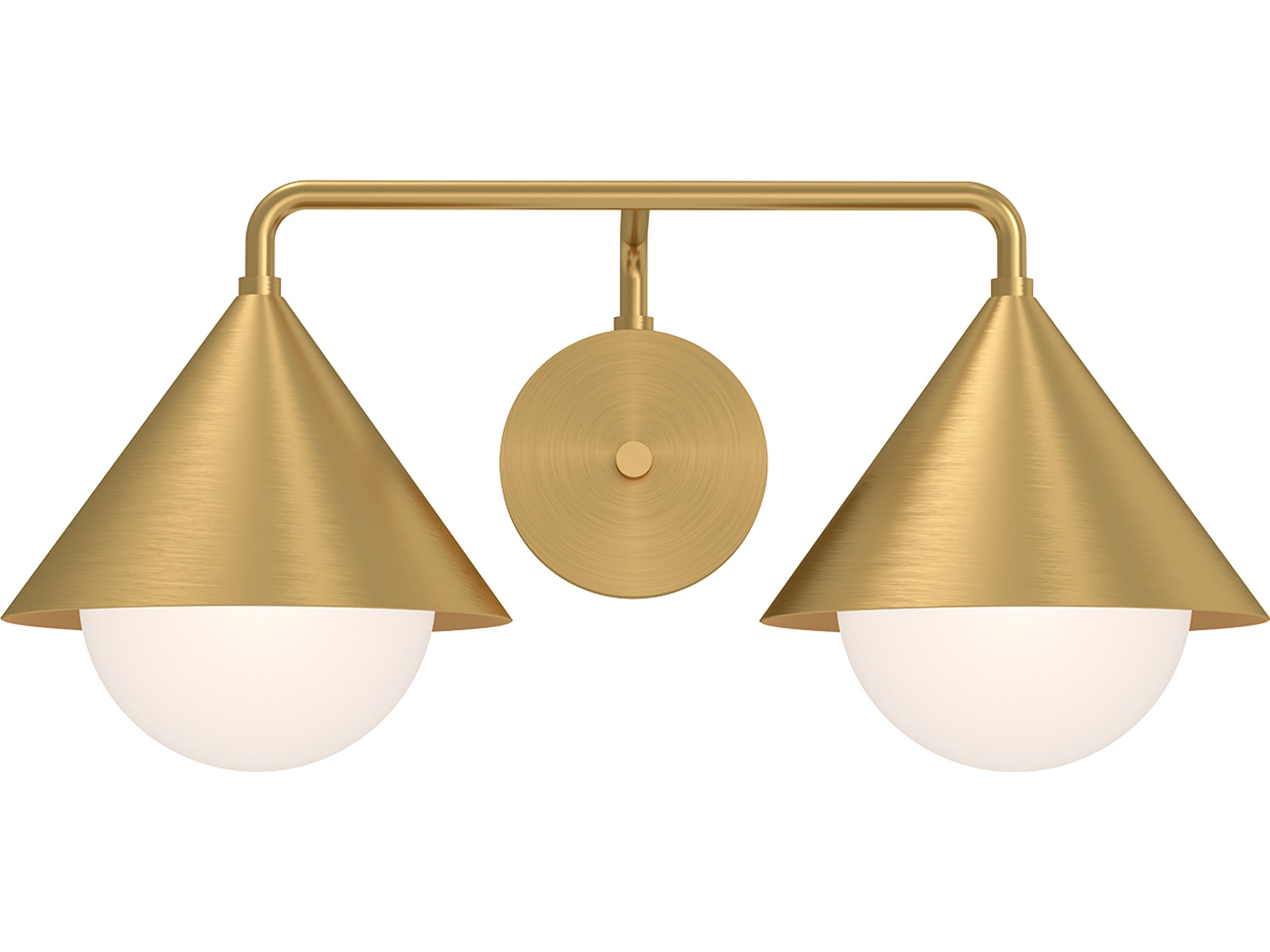 Remy 2 Light Vanity Light in Brushed Gold and Opal Glass Modern