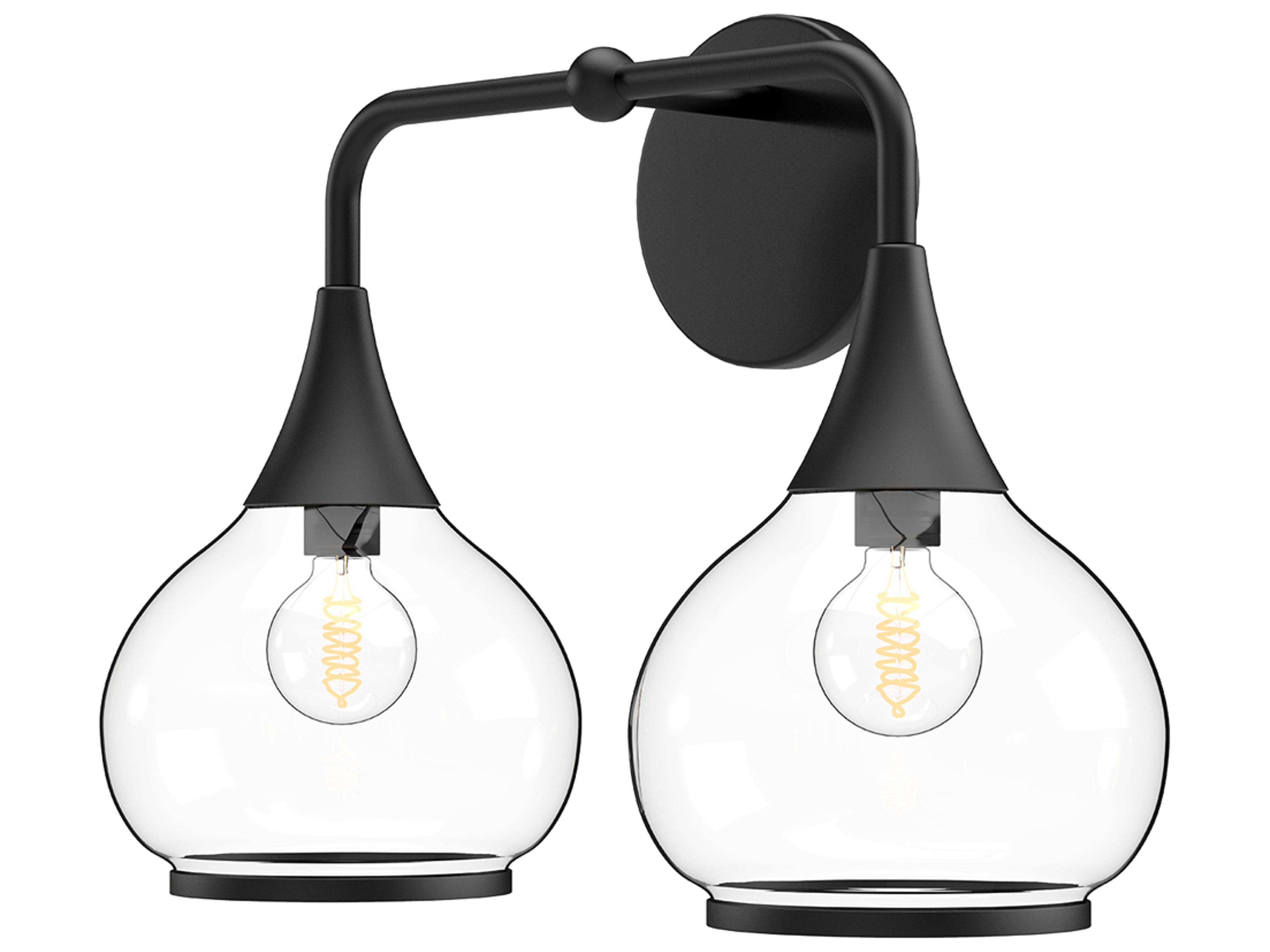 Hazel Bathroom Vanity Light Matte Black Clear Glass