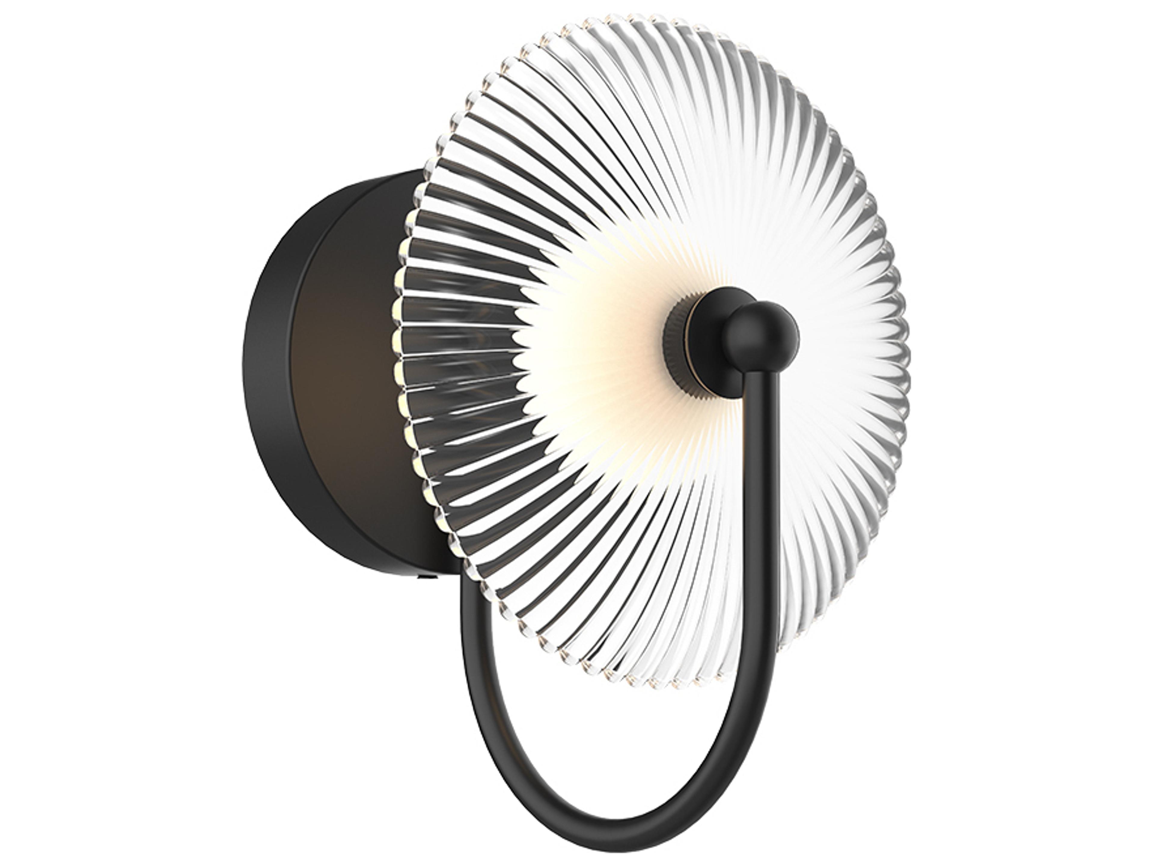 Hera Wall Sconce in Matte Black with Ribbed Glass