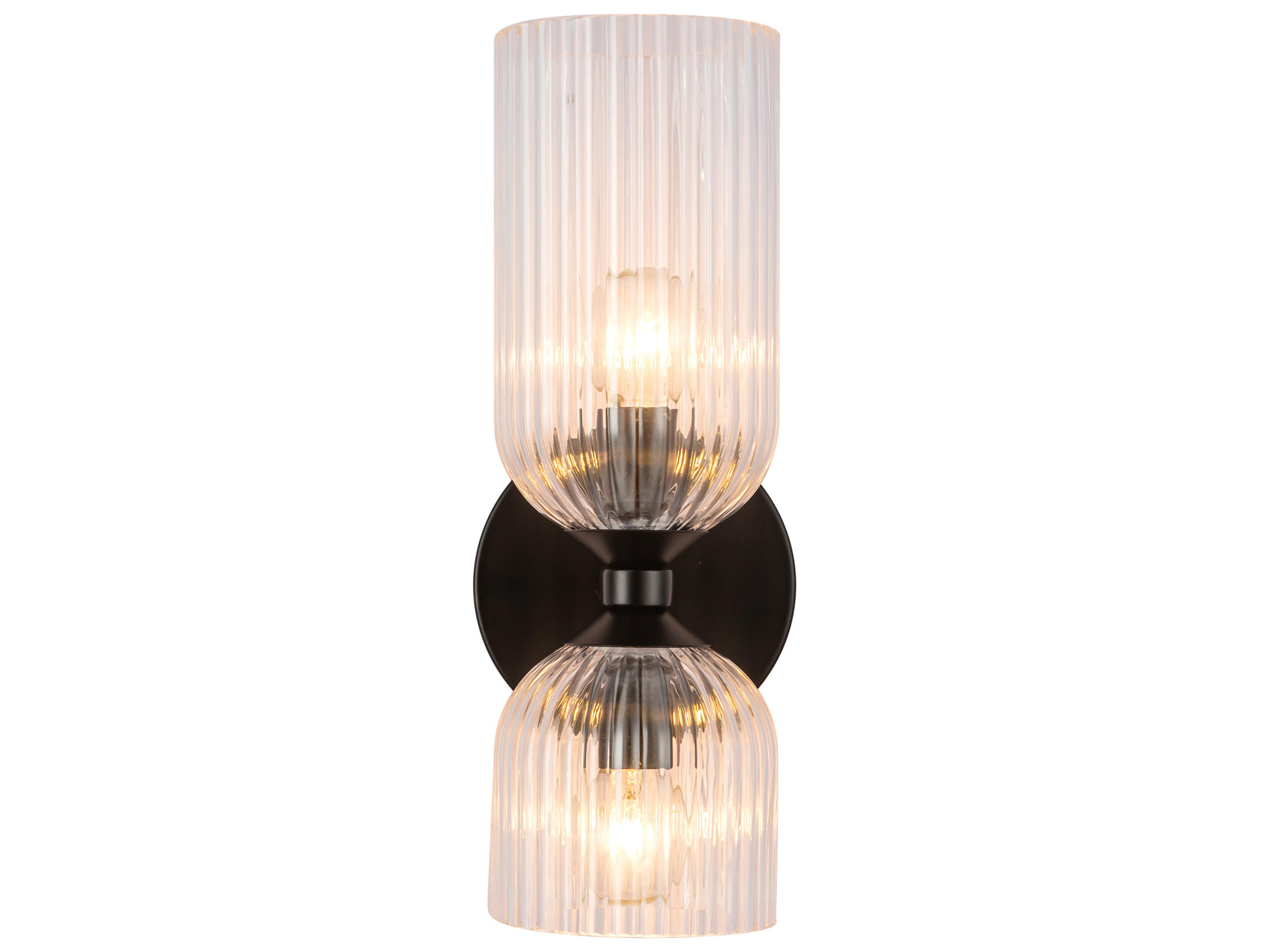 Nelly Wall Sconce in Matte Black with Ribbed Glass