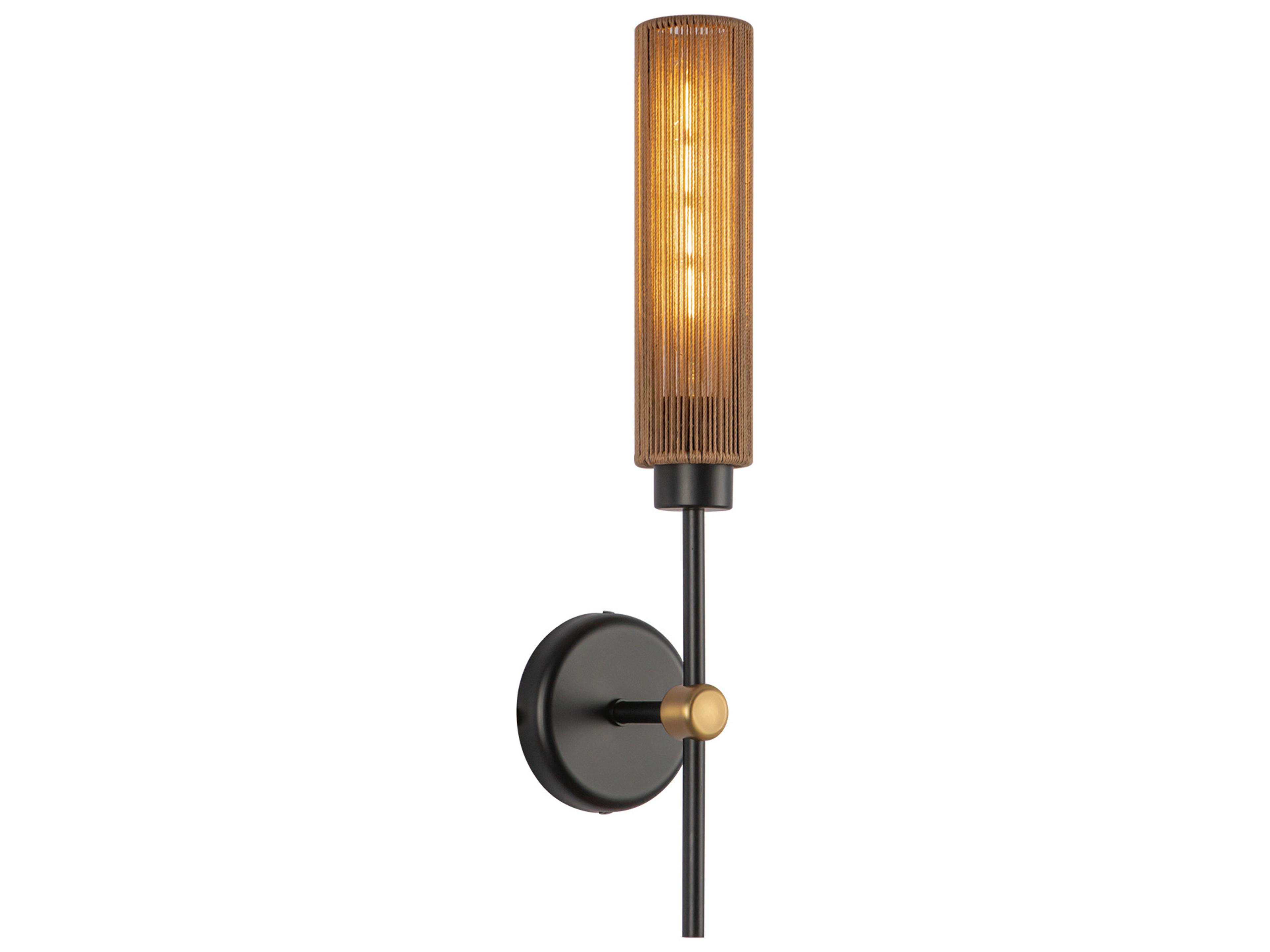 Colby Wall Sconce in Matte Black and Tan Jute