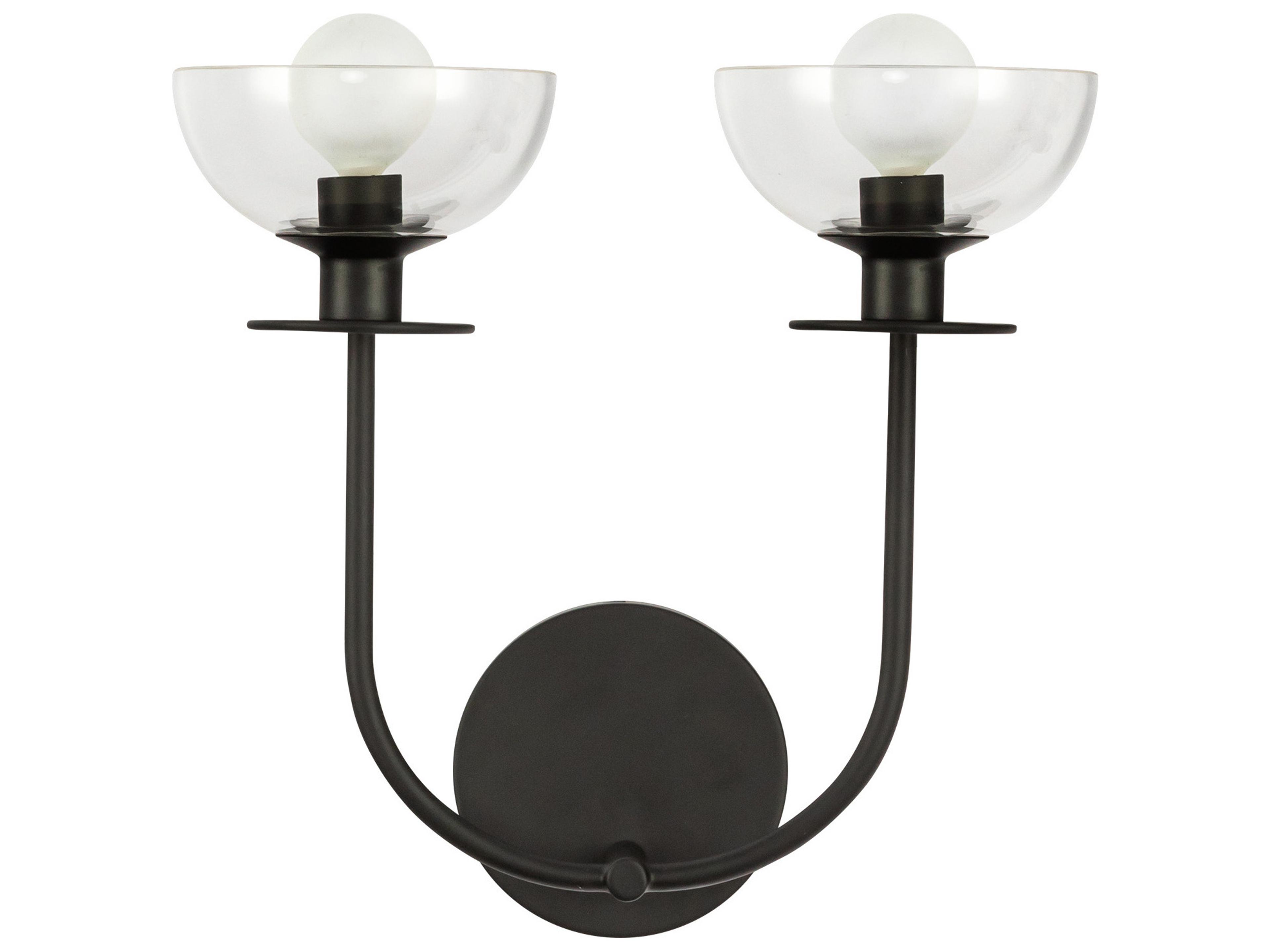 Alora Mood Sylvia 2-Light Matte Black Wall Sconce