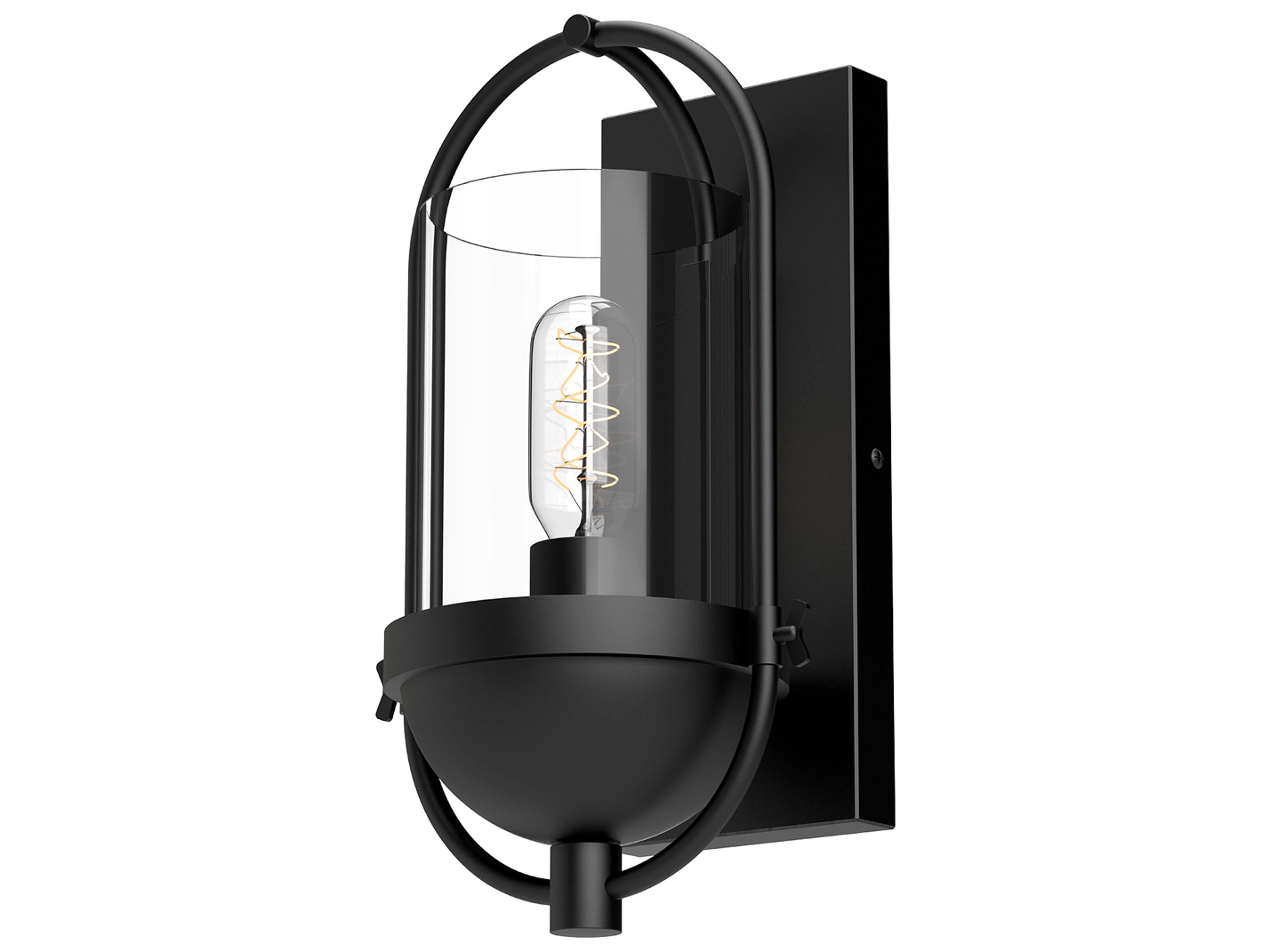 Cyrus Wall Sconce in Matte Black with Clear Glass