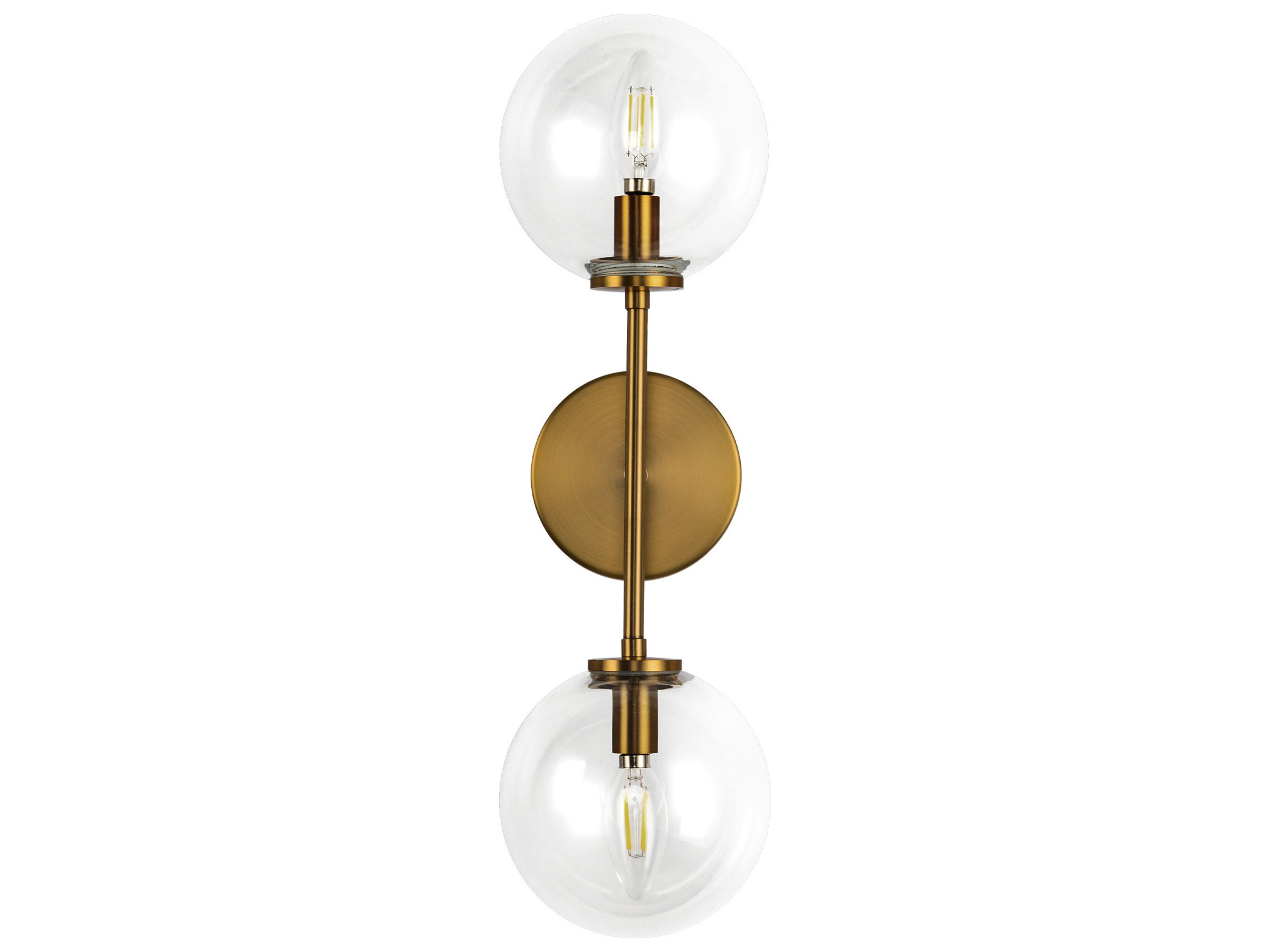 Alora Mood Cassia 2-Light Aged Gold Wall Sconce