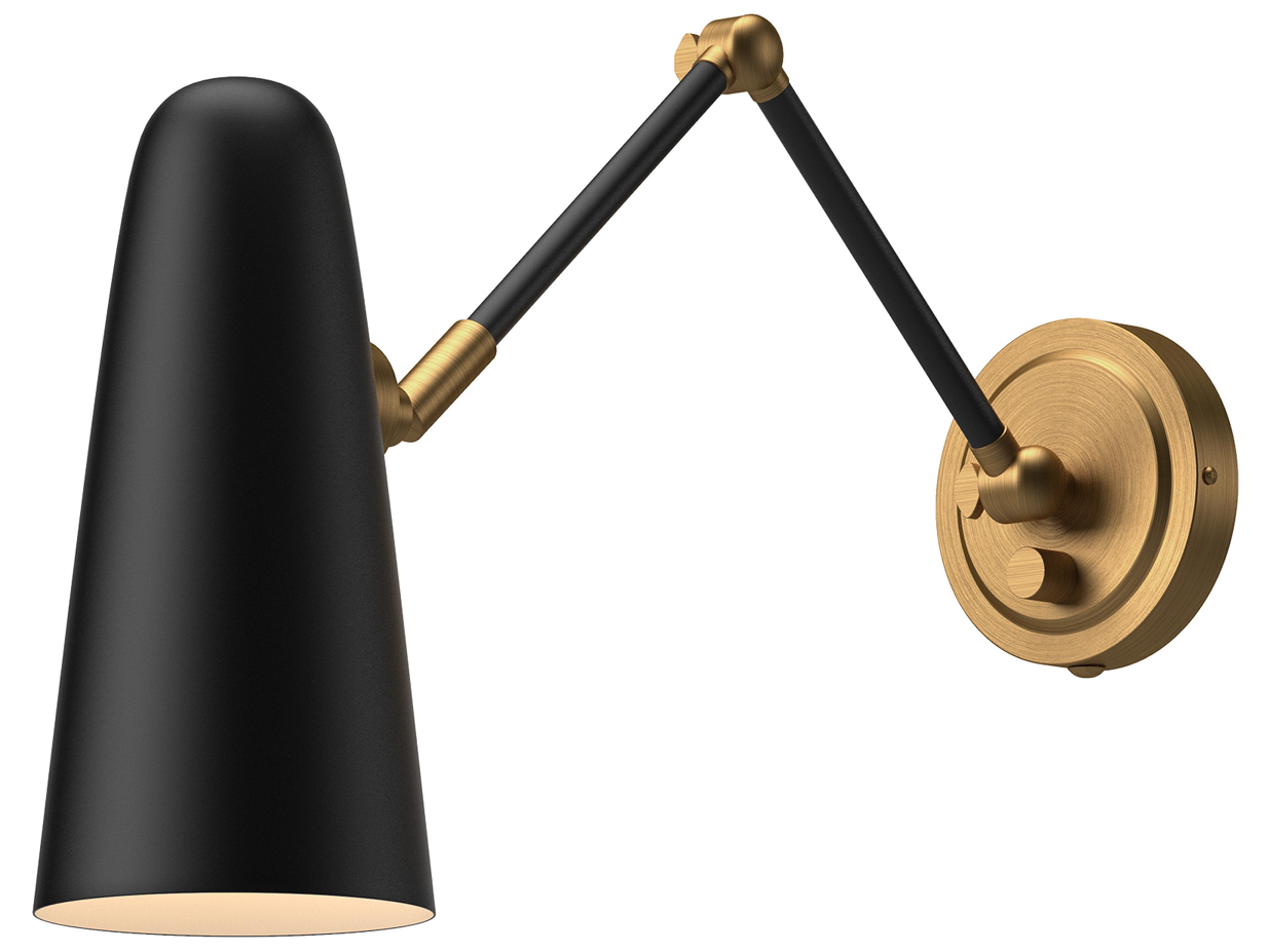 Daniel Swing Arm Wall Sconce in Matte Black and Aged Gold