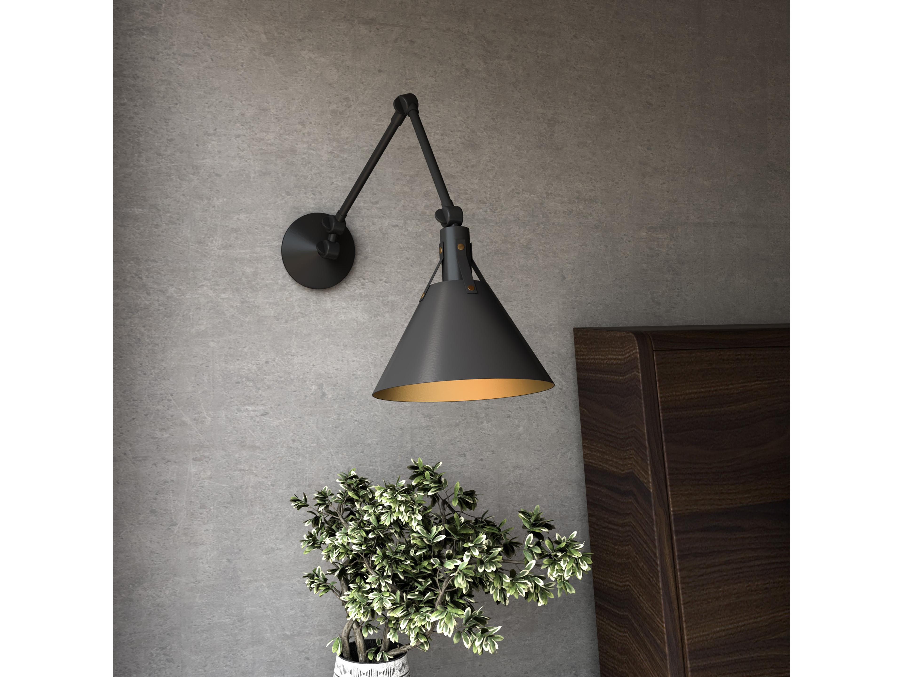 Alora Mood Archer 1-Light Matte Black Swing Wall Sconce