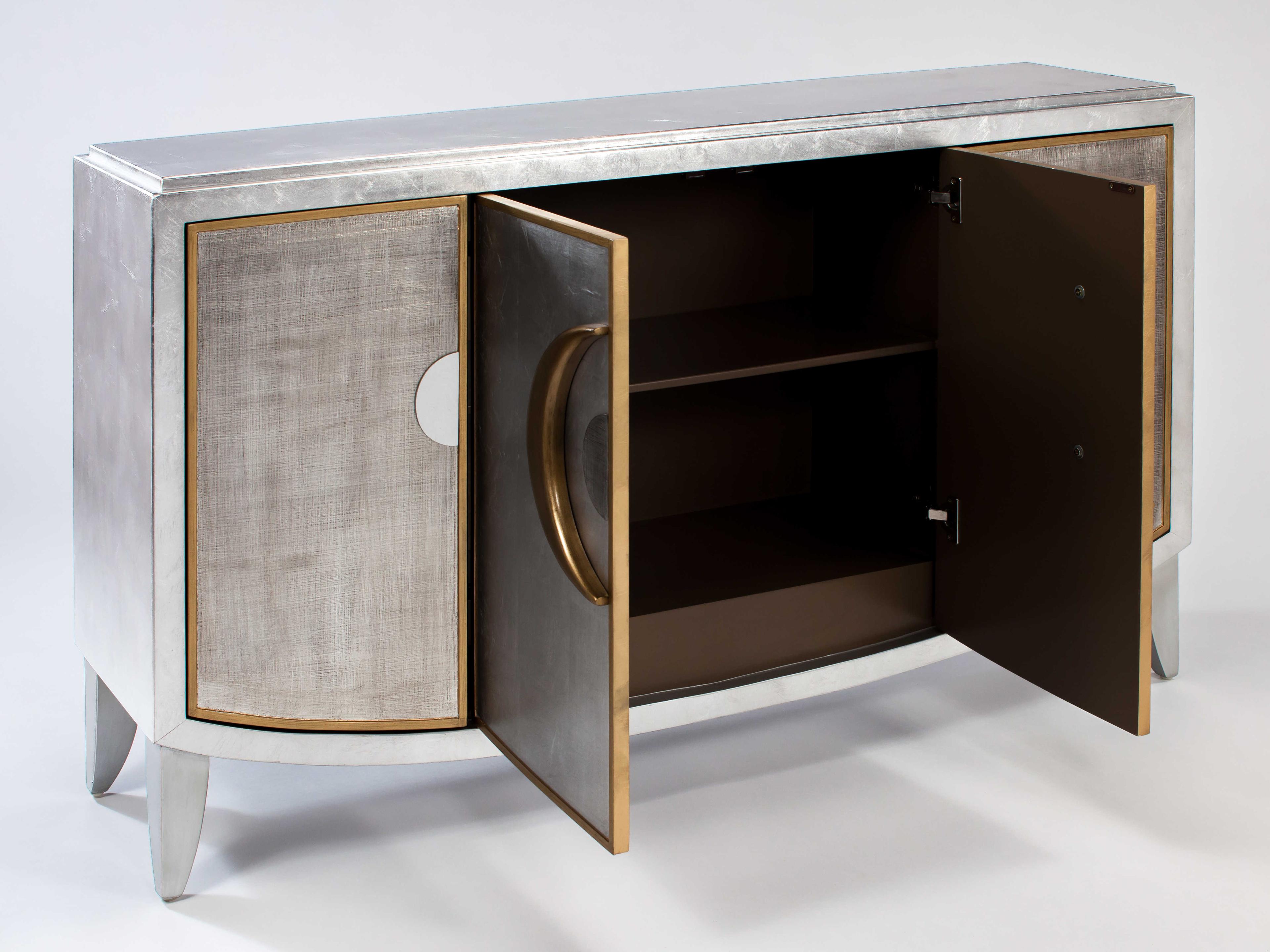 Artmax 64" Wide Silver Worn Dark Silvery Accent Chest