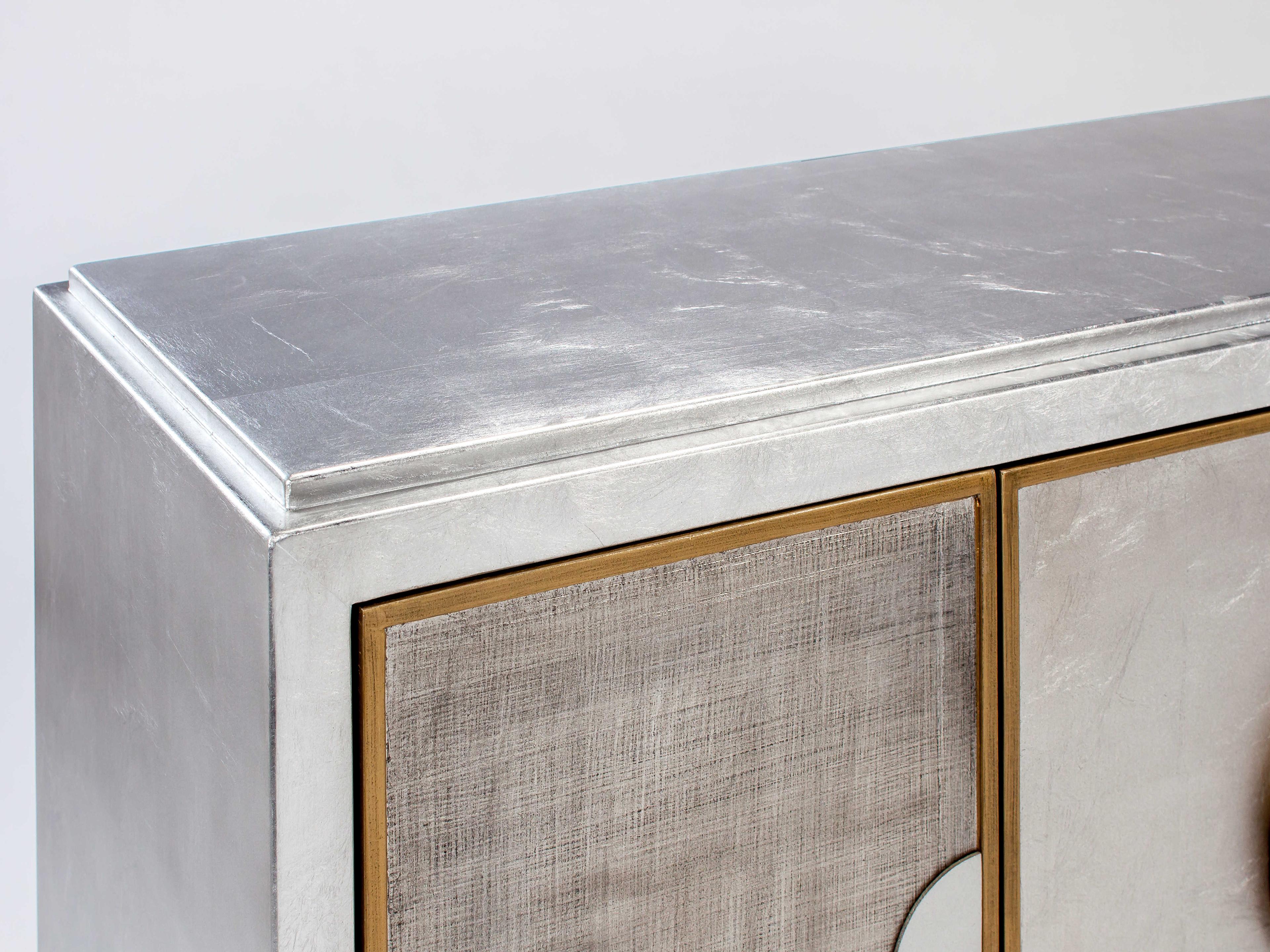 Artmax 64" Wide Silver Worn Dark Silvery Accent Chest