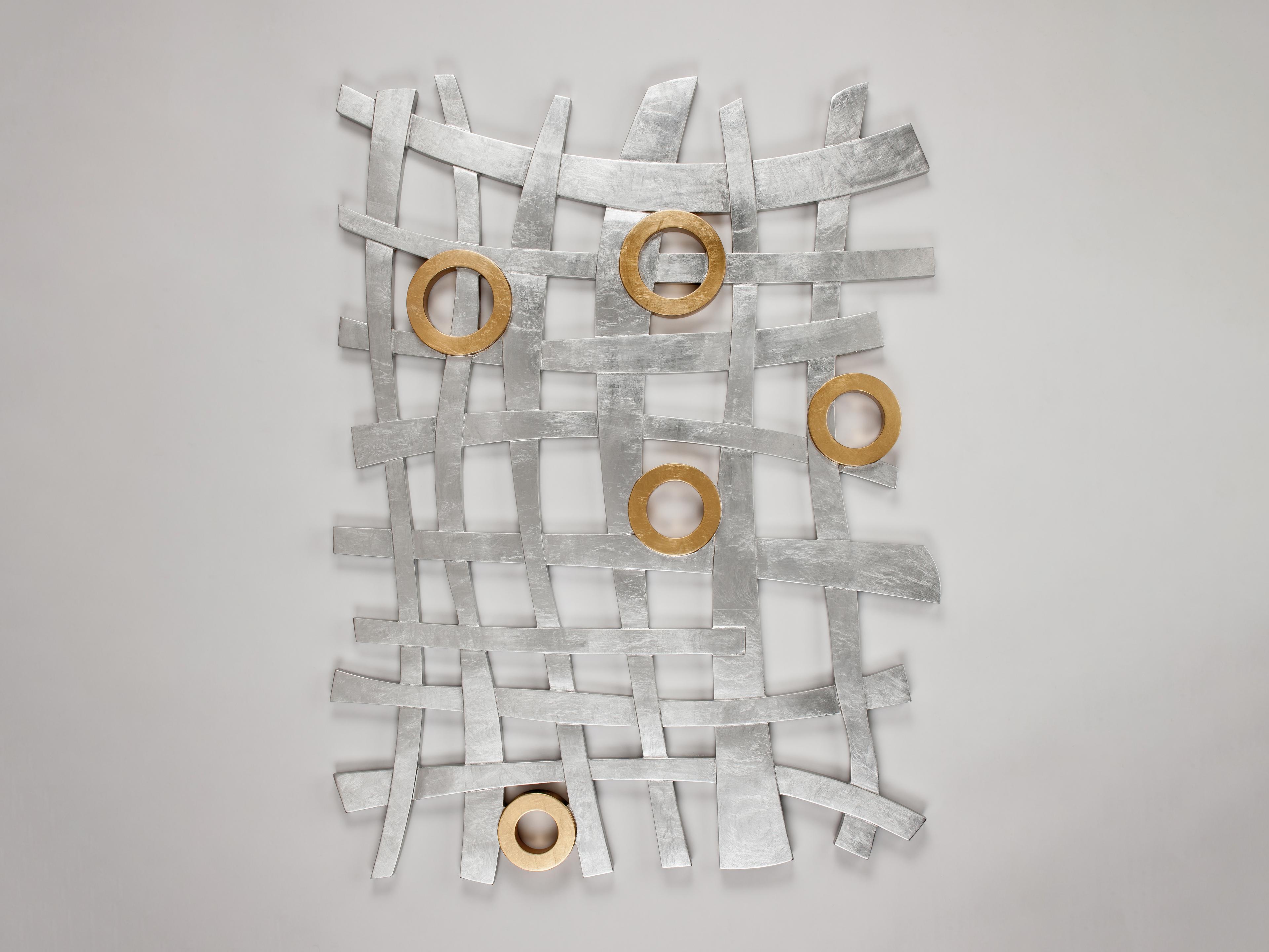 Artmax Silverleaf And Gold Accents Metal Wall Art