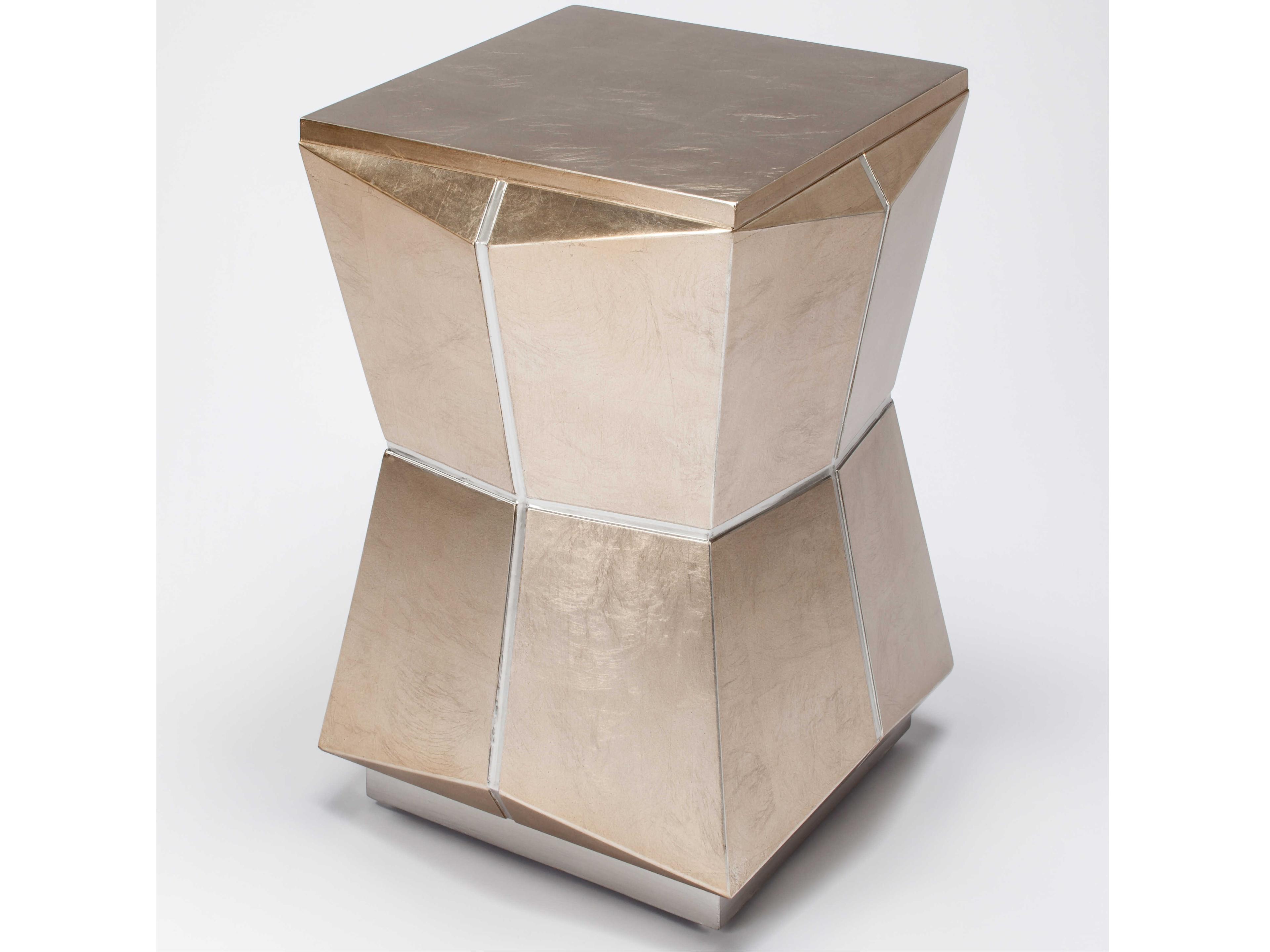 Square Wood Champagne Silver End Table