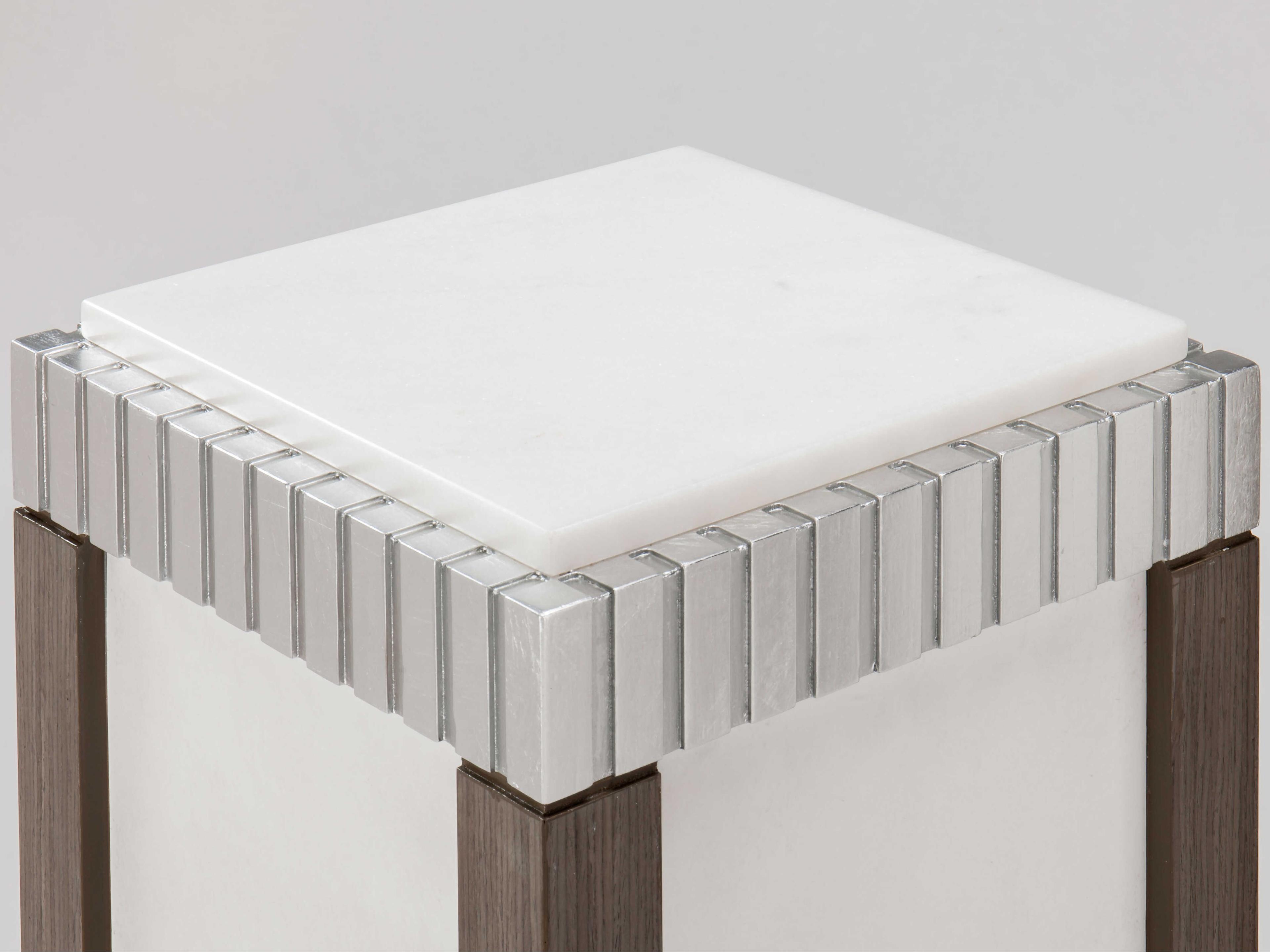 Artmax Square Stone White Silver Smoky Gray End Table