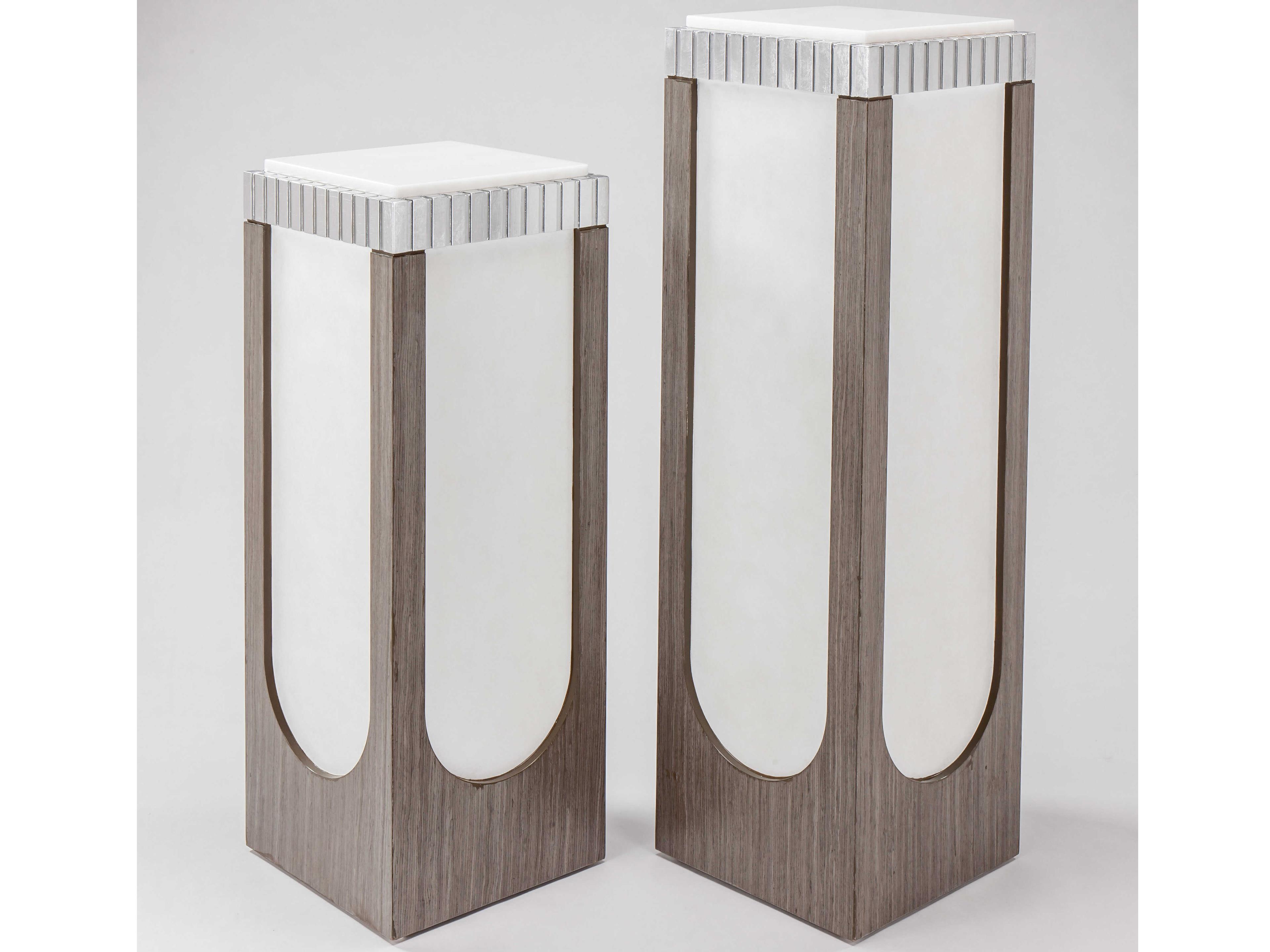 Artmax Square Stone White Silver Smoky Gray End Table