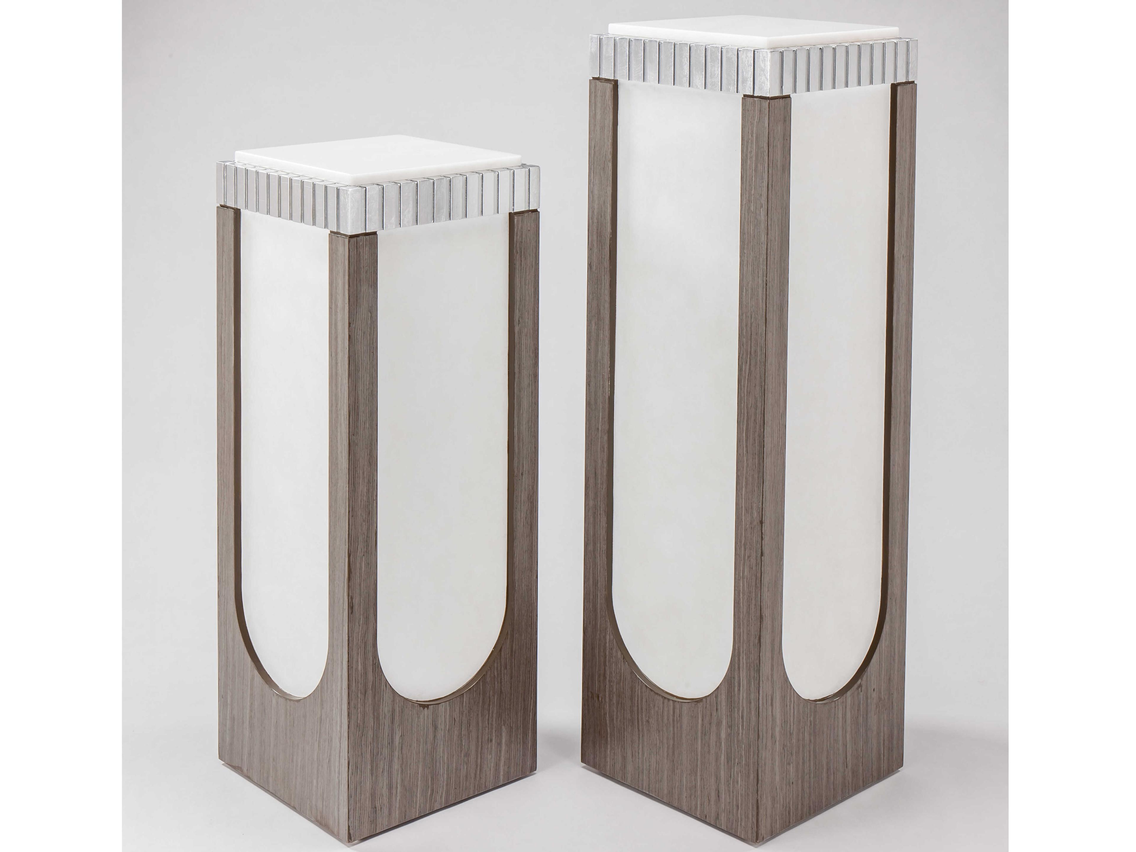 Artmax Square Stone White Silver Smoky Gray End Table