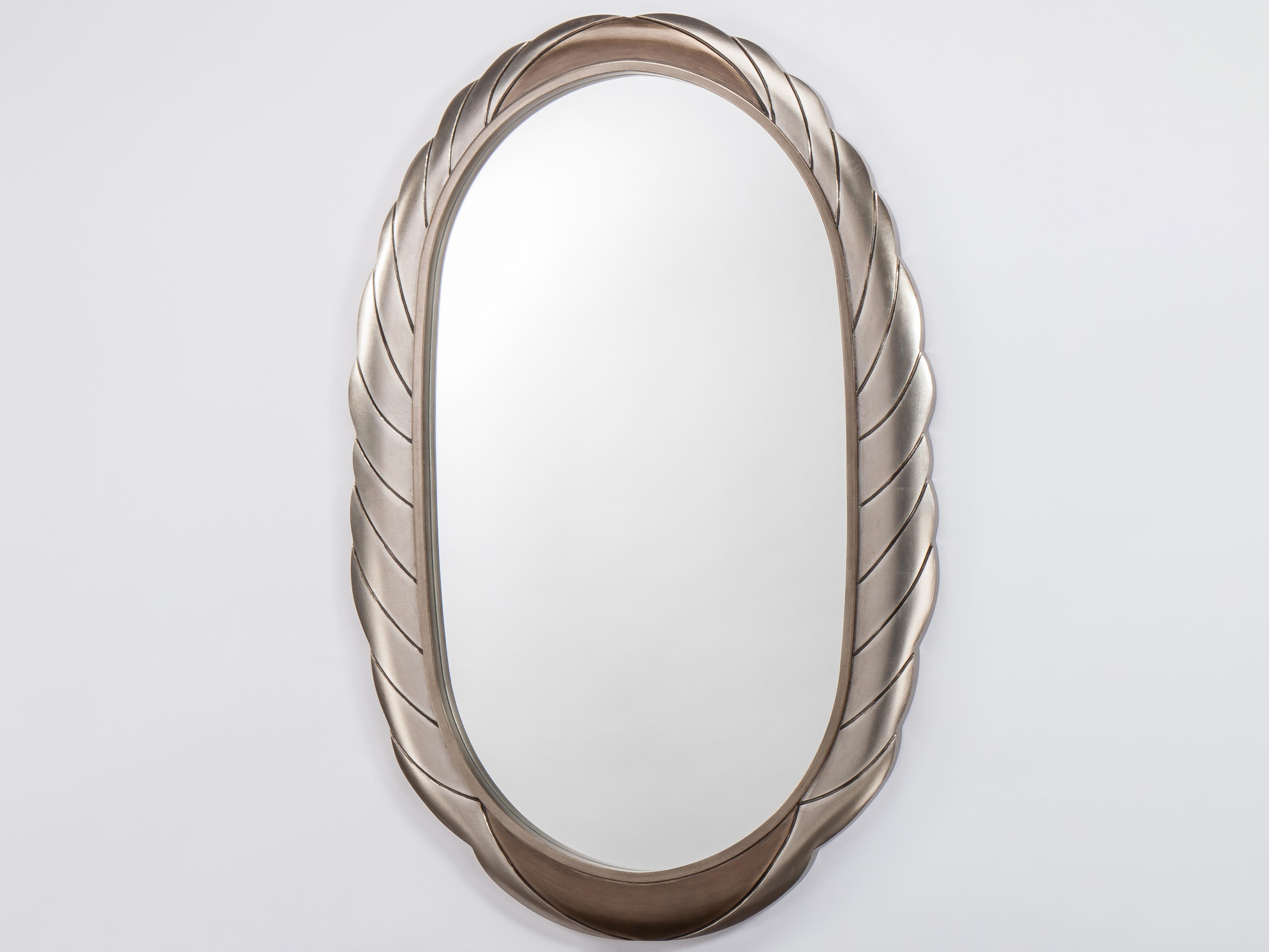 Warm Silverleaf Oval Wall Mirror