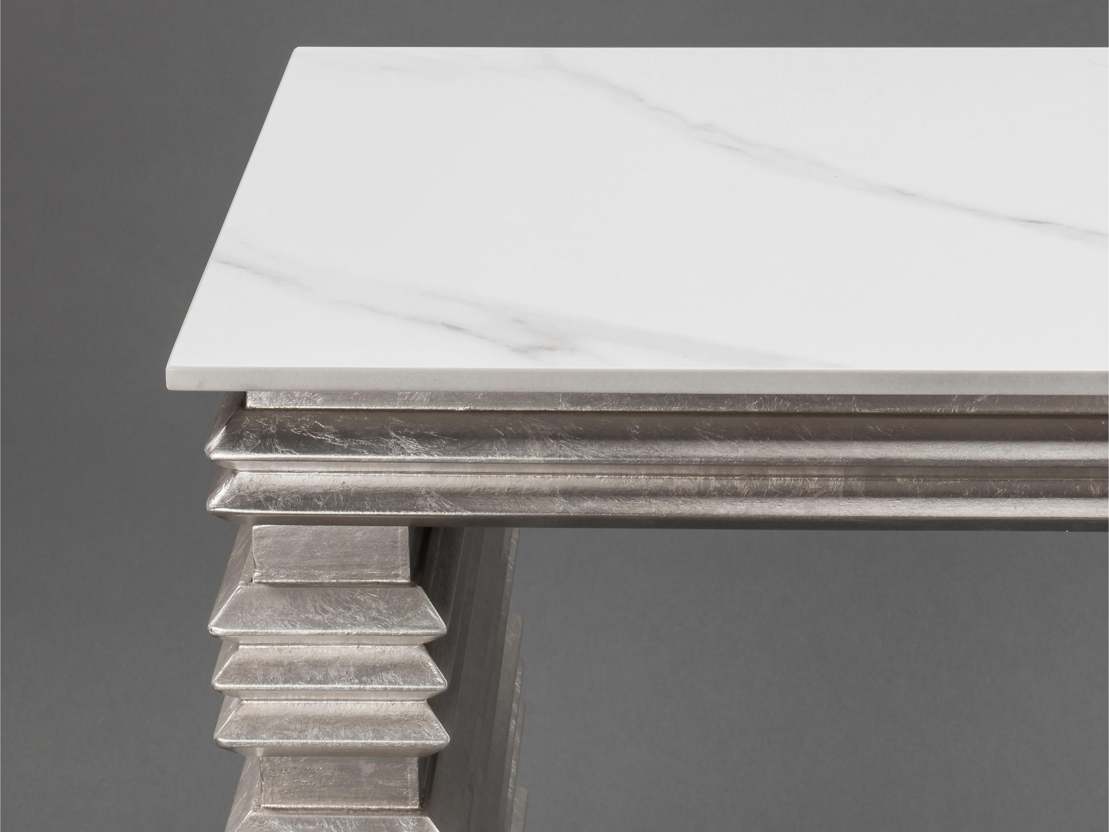 Artmax Warm Silverleaf Rectangular Console Table