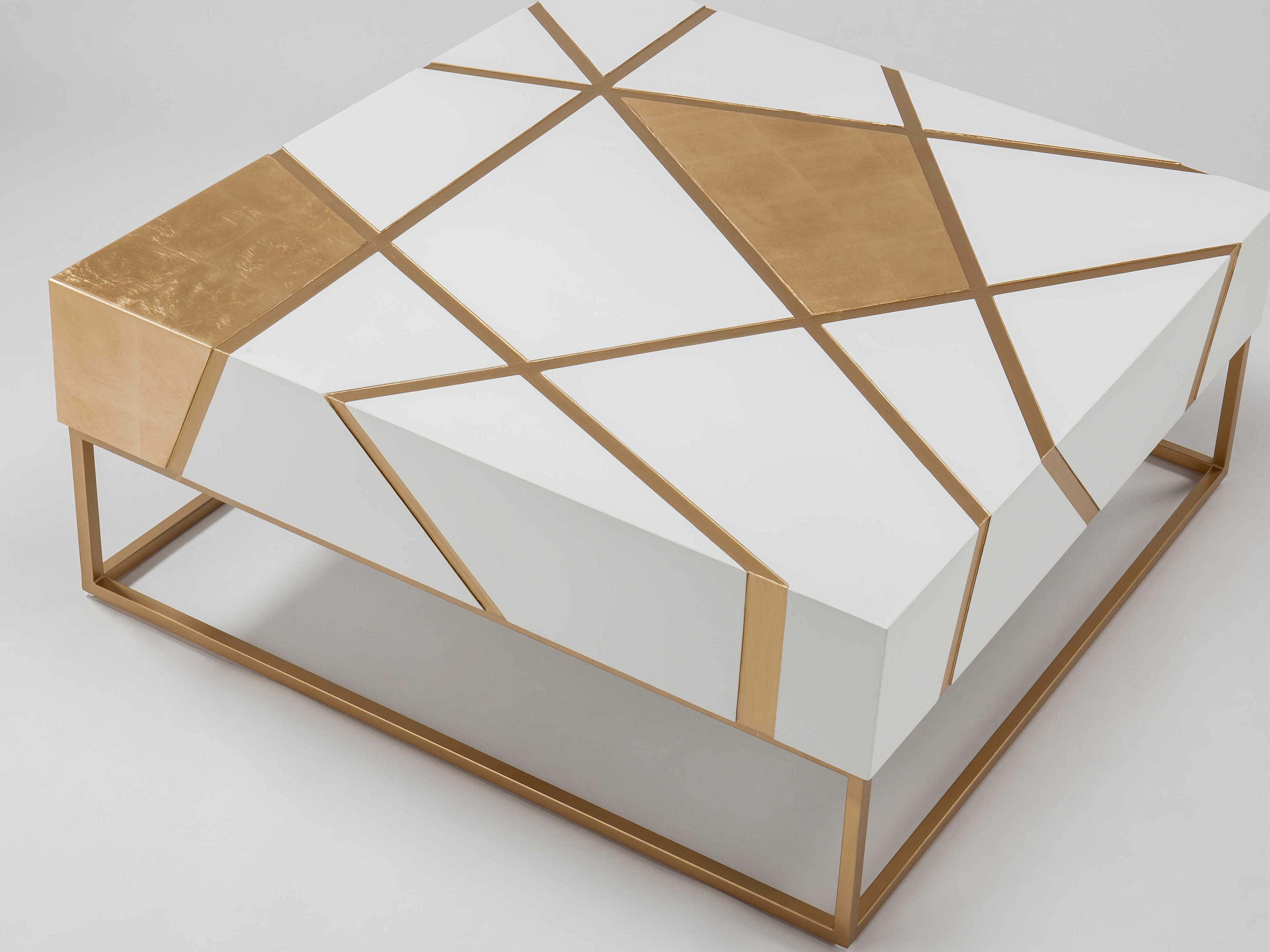 Artmax Square Gold Glass Coffee Table