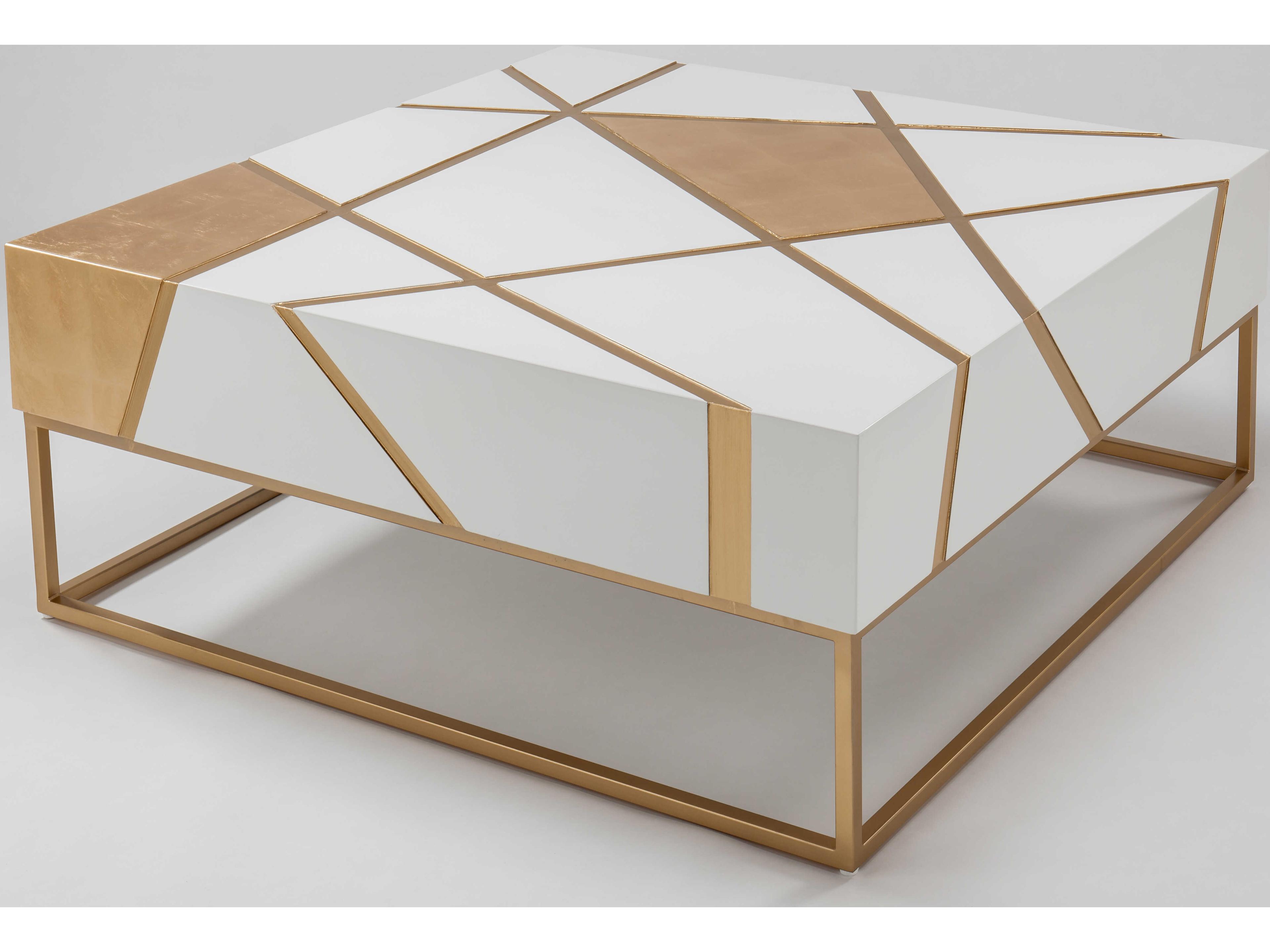 Artmax Square Gold Glass Coffee Table