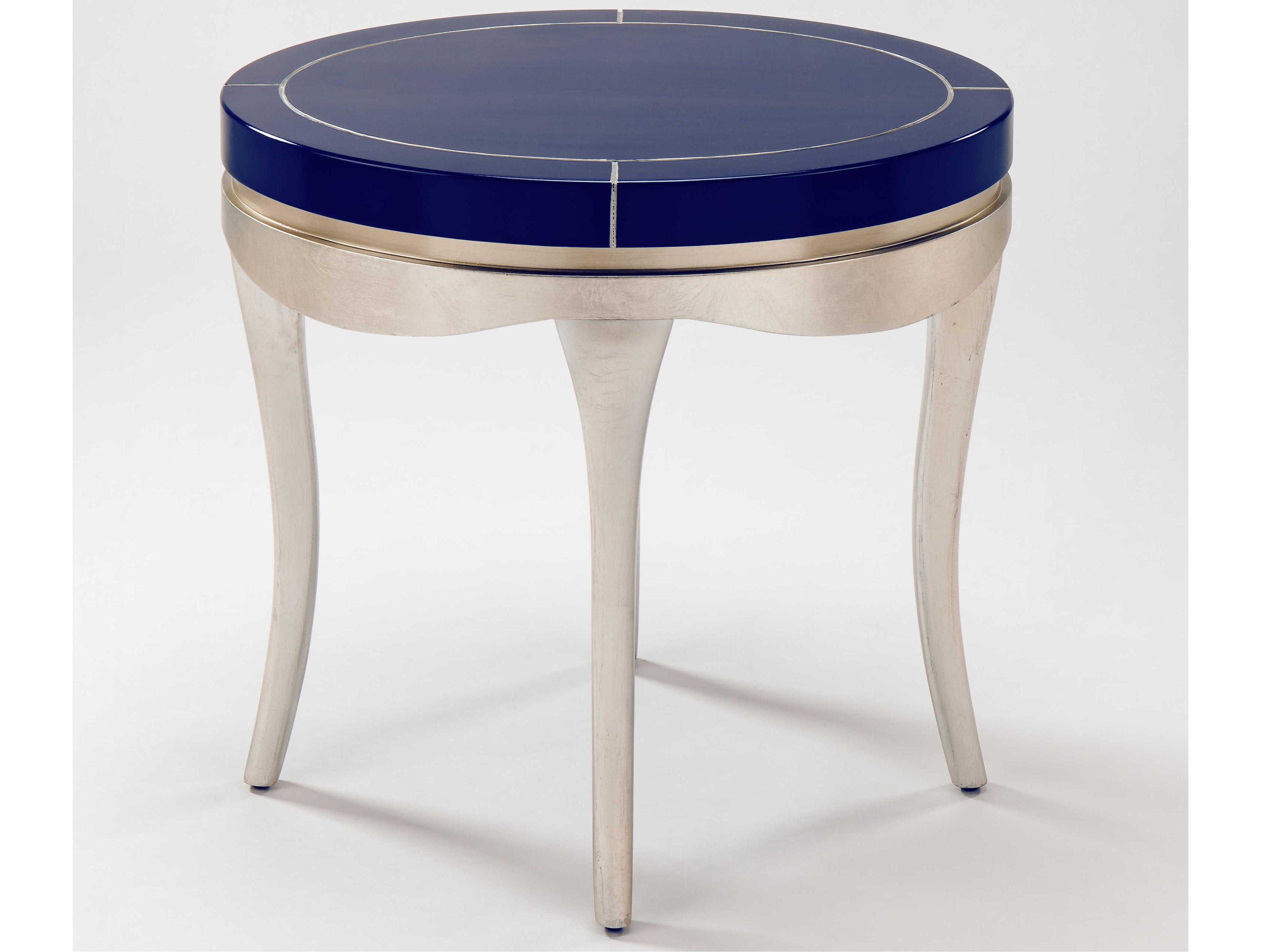 Artmax Oval Wood Blue Silverleaf End Table