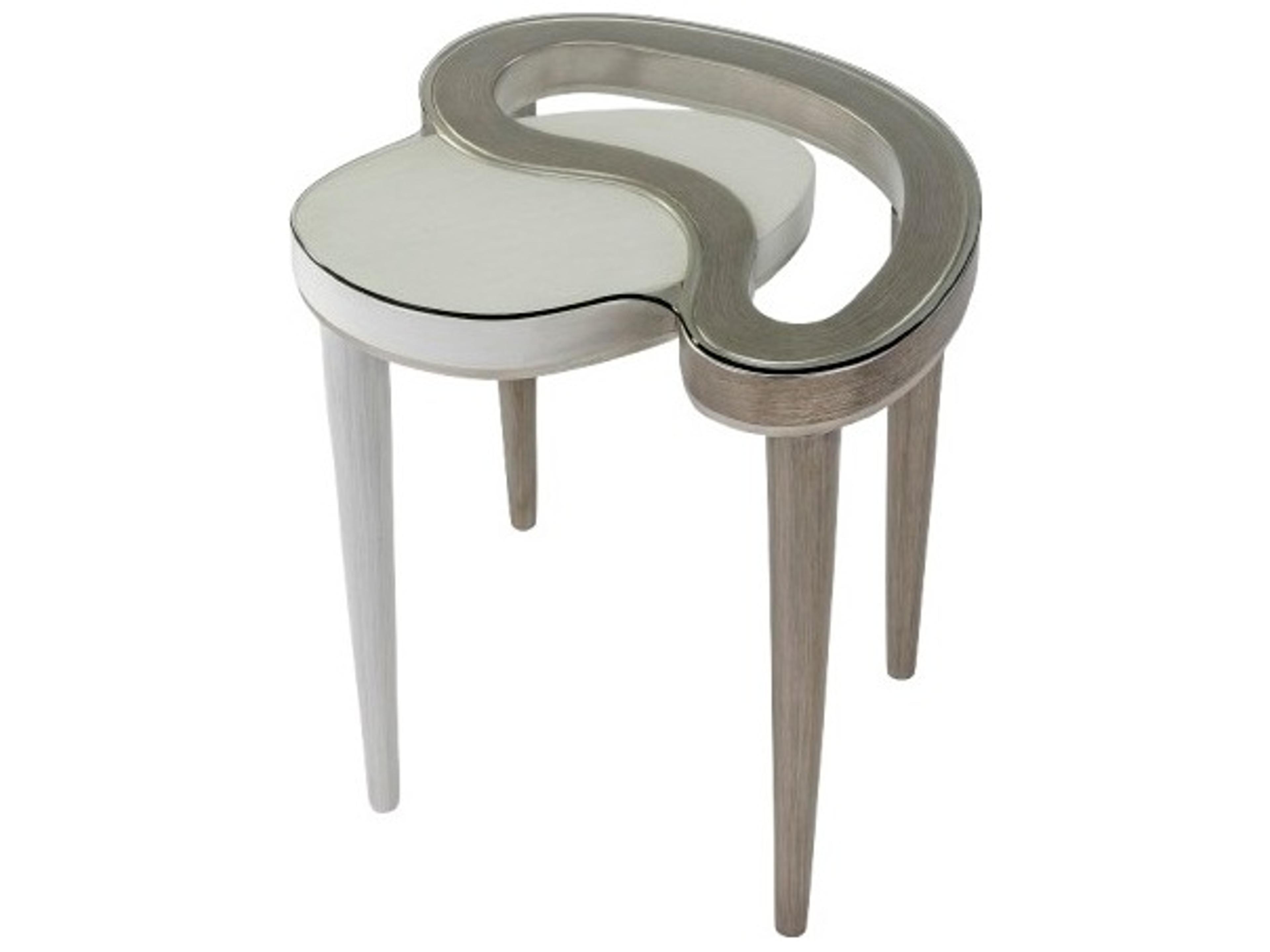 Glass Dusty White Silver End Table