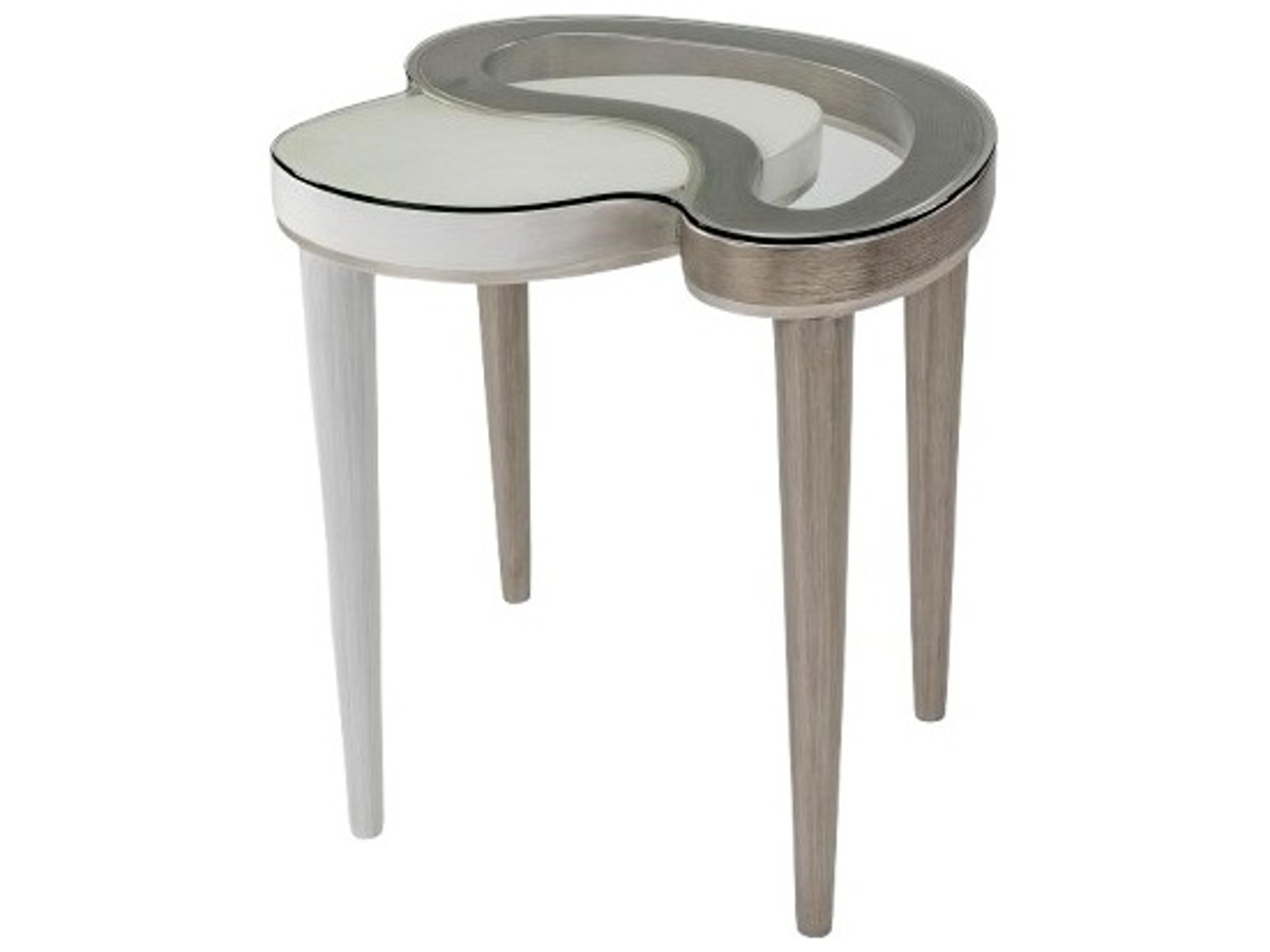 Artmax Glass Dusty White Silver End Table
