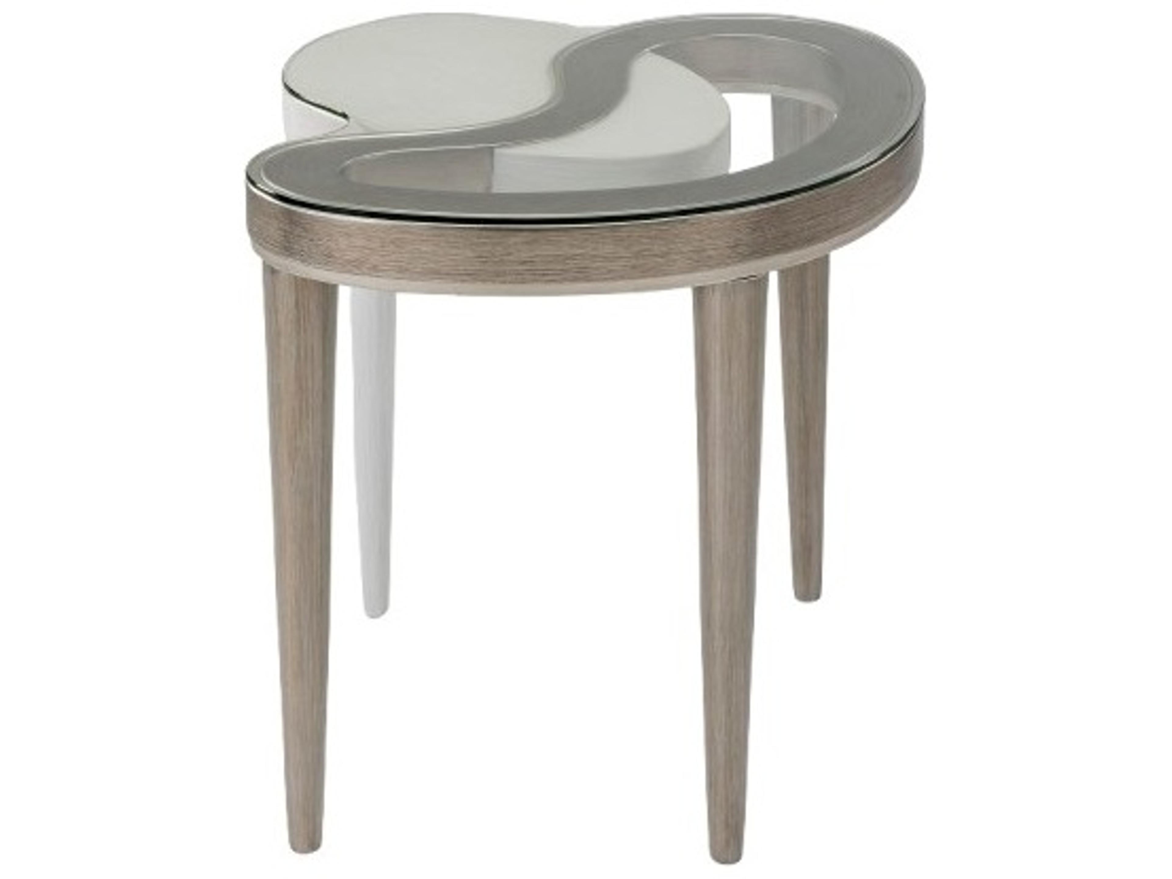 Artmax Glass Dusty White Silver End Table