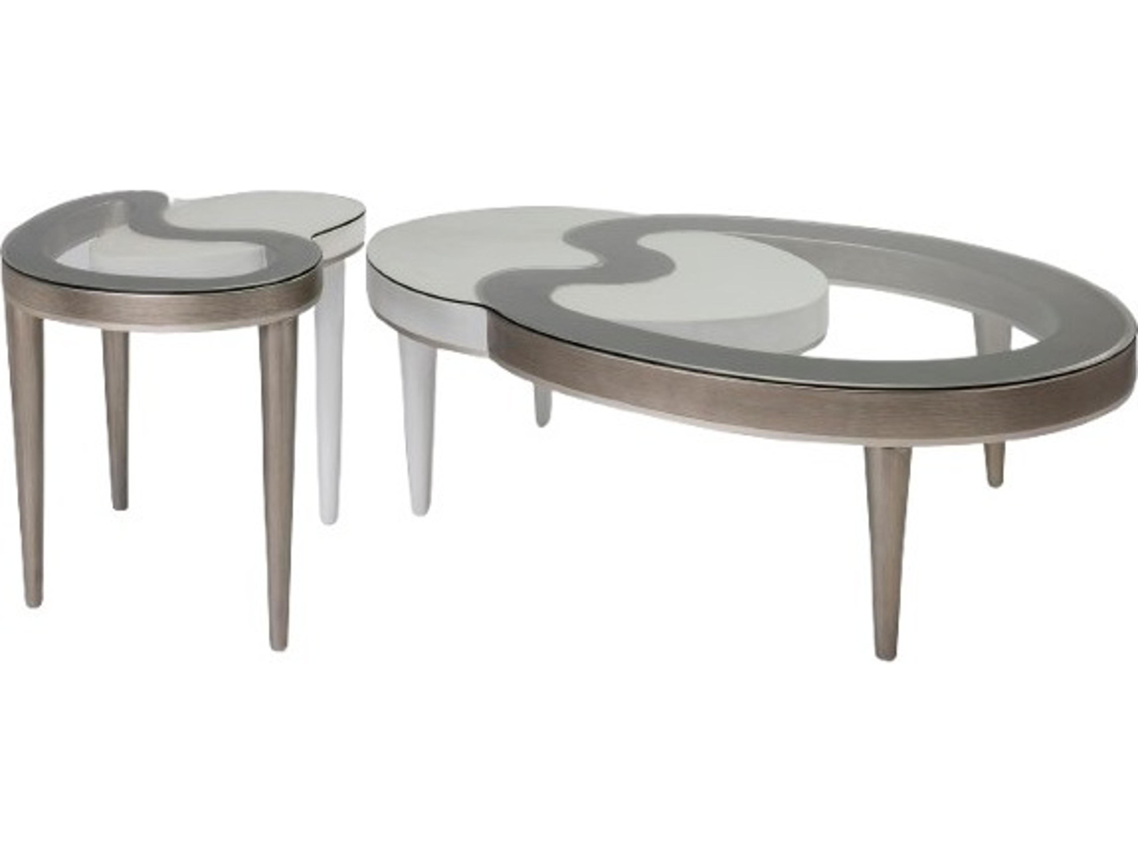 Artmax Glass Dusty White Silver End Table