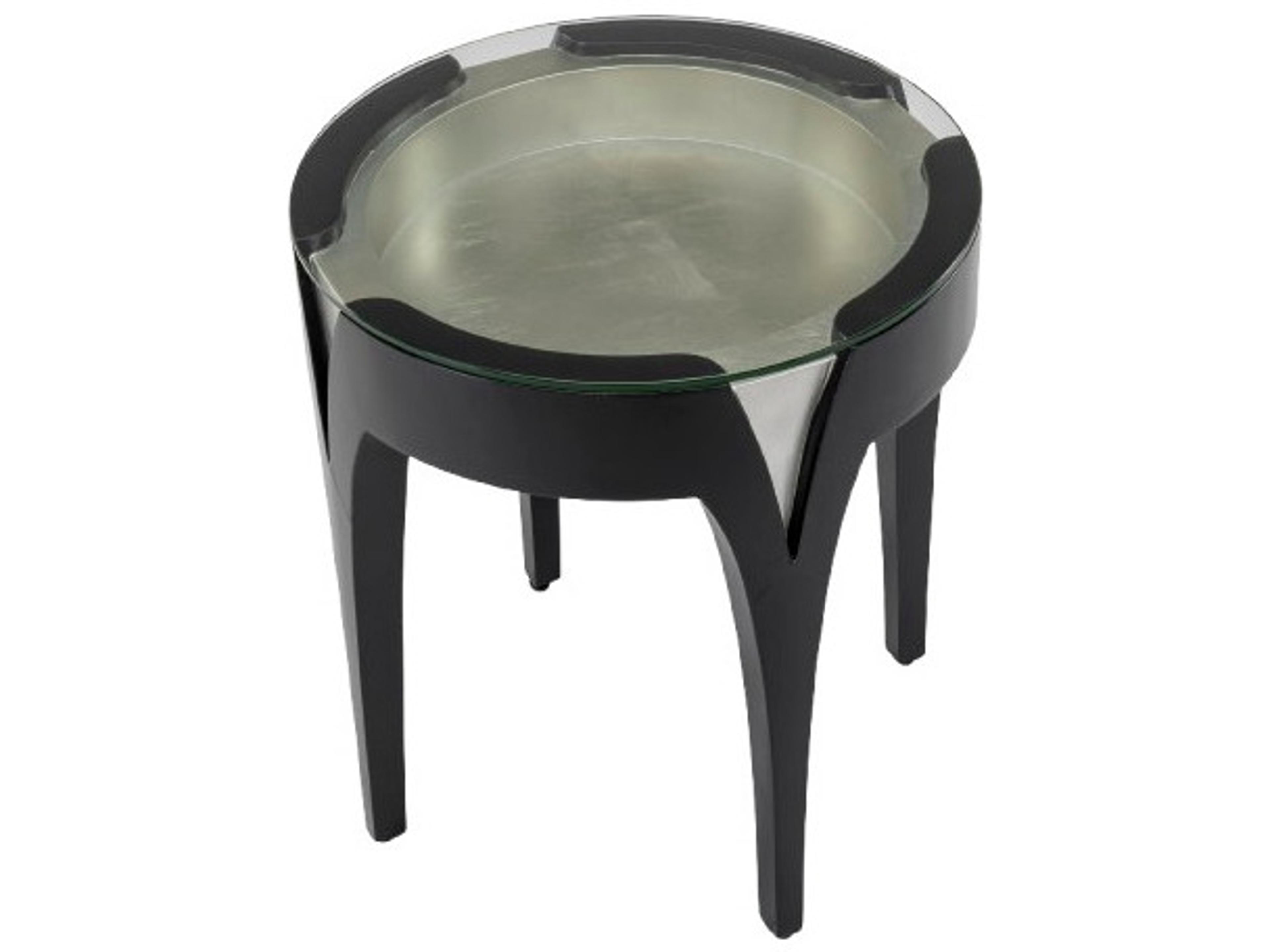 Artmax Round Glass Black Silver End Table