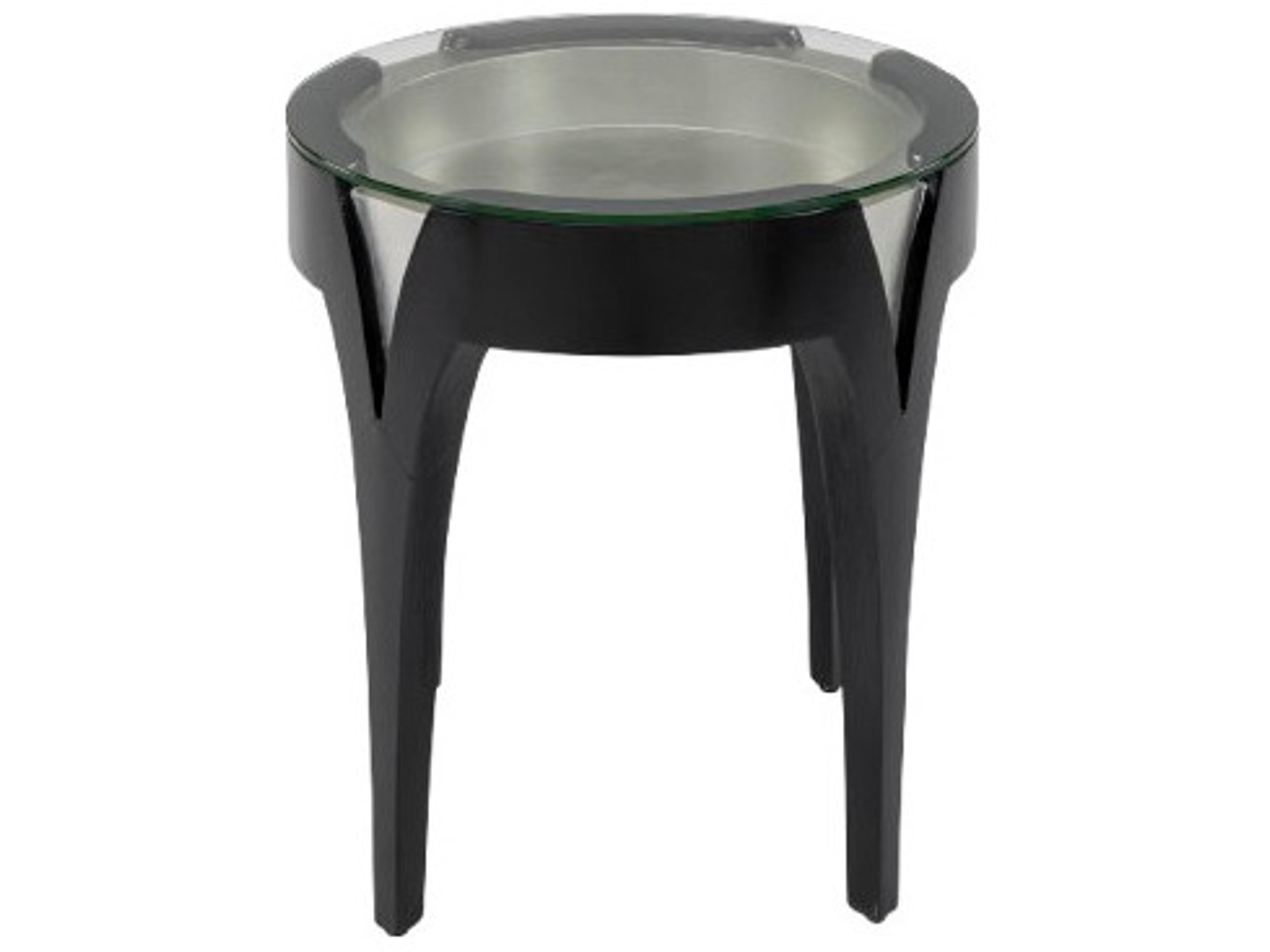Artmax Round Glass Black Silver End Table
