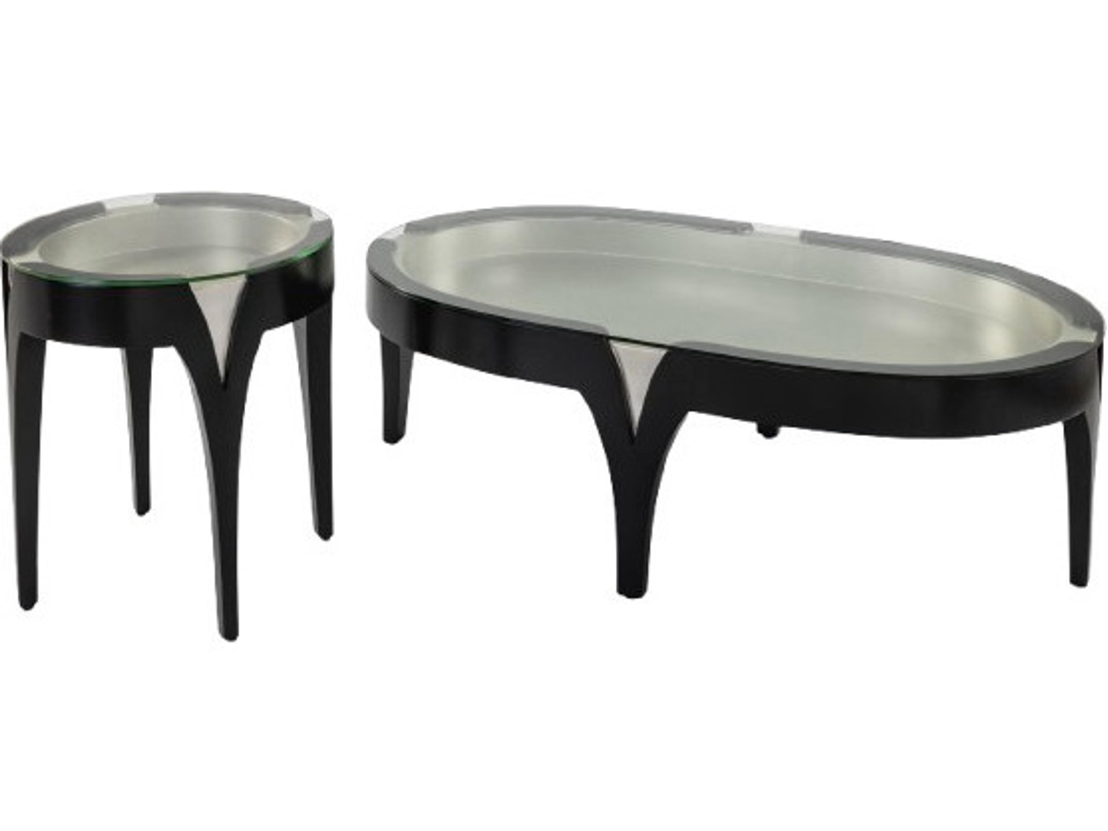 Artmax Round Glass Black Silver End Table