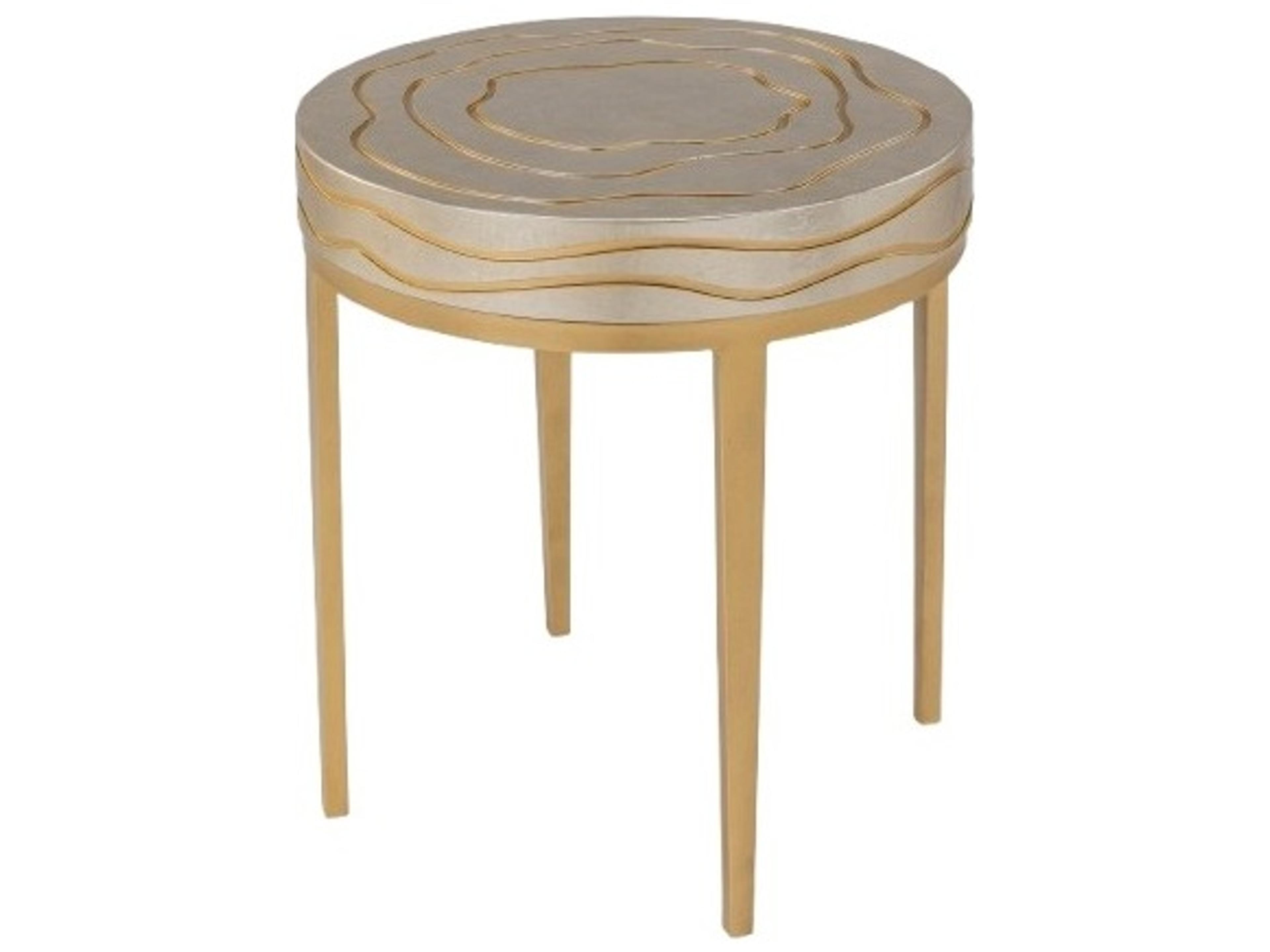 Round Silver Champagne Gold End Table