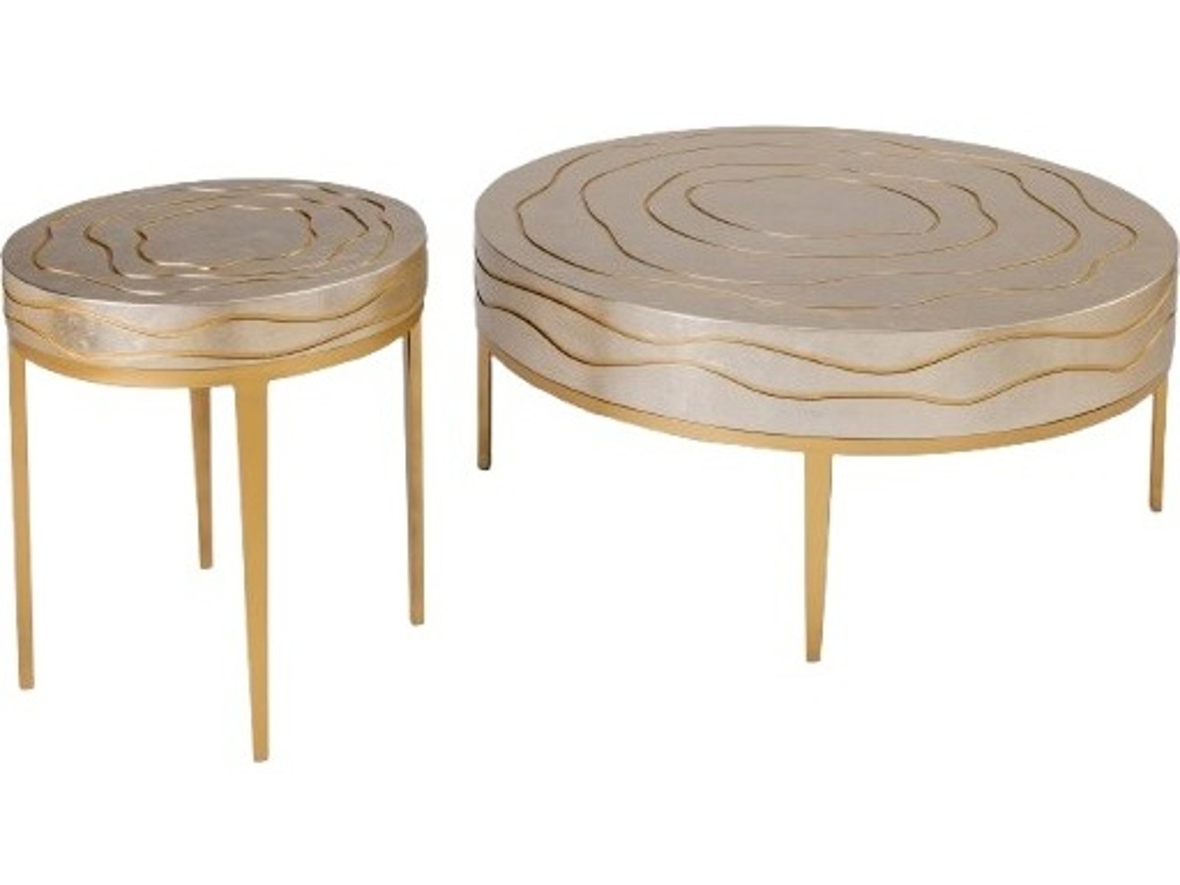 Artmax Round Silver Champagne Gold End Table