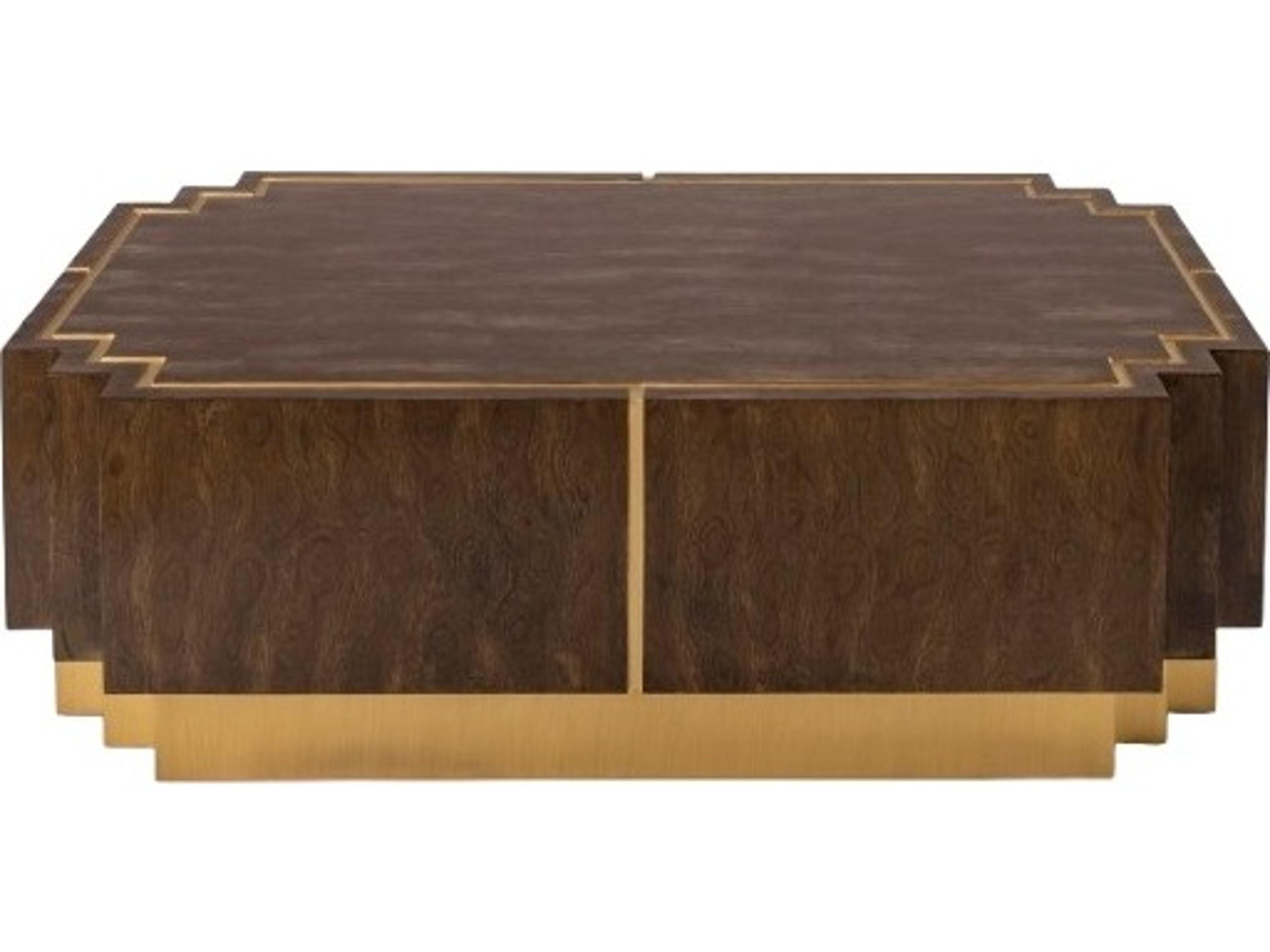 Artmax Rectangular Wood Walnut Bright Gold Coffee Table