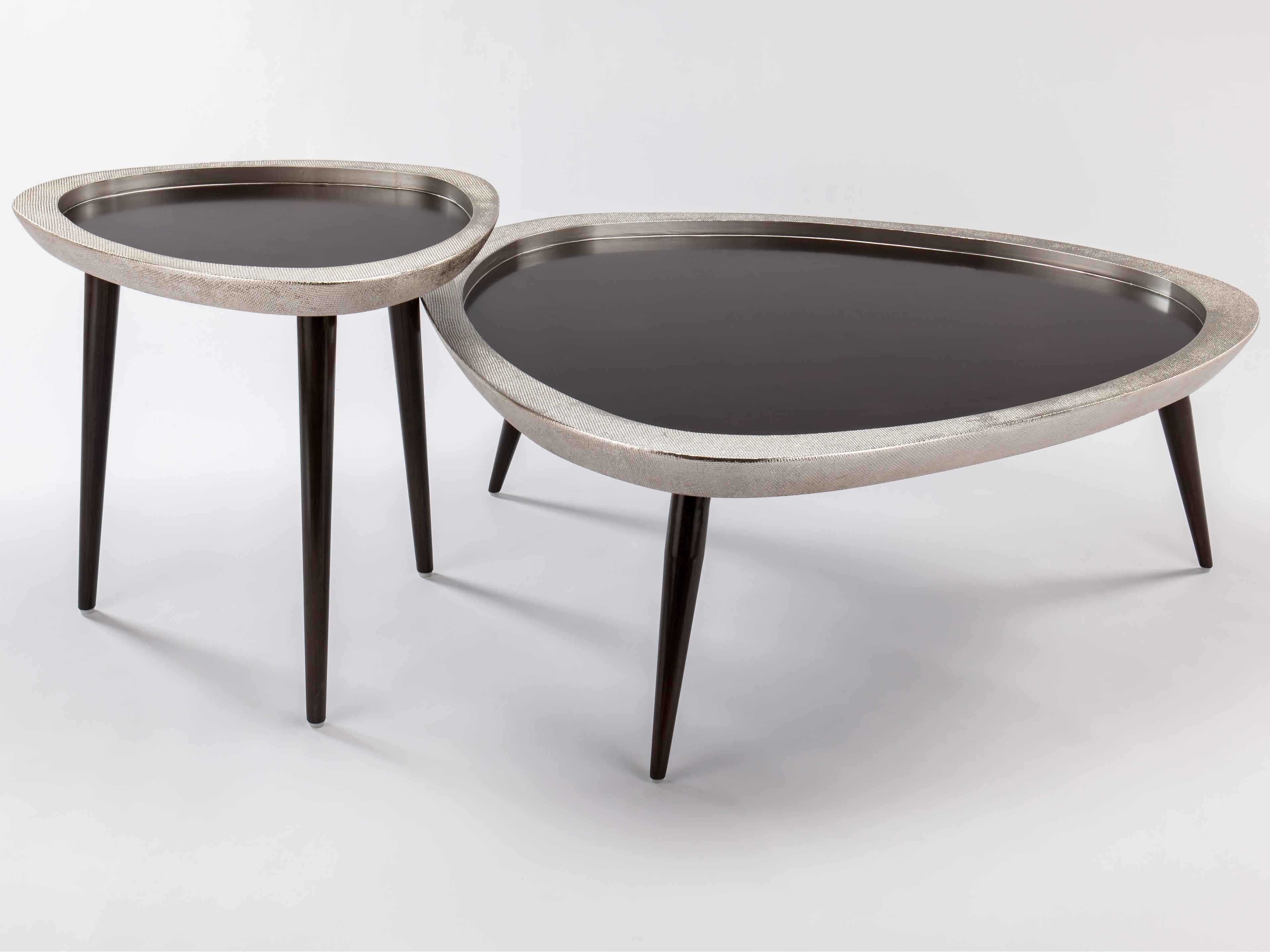 Artmax Glass Black Silver End Table