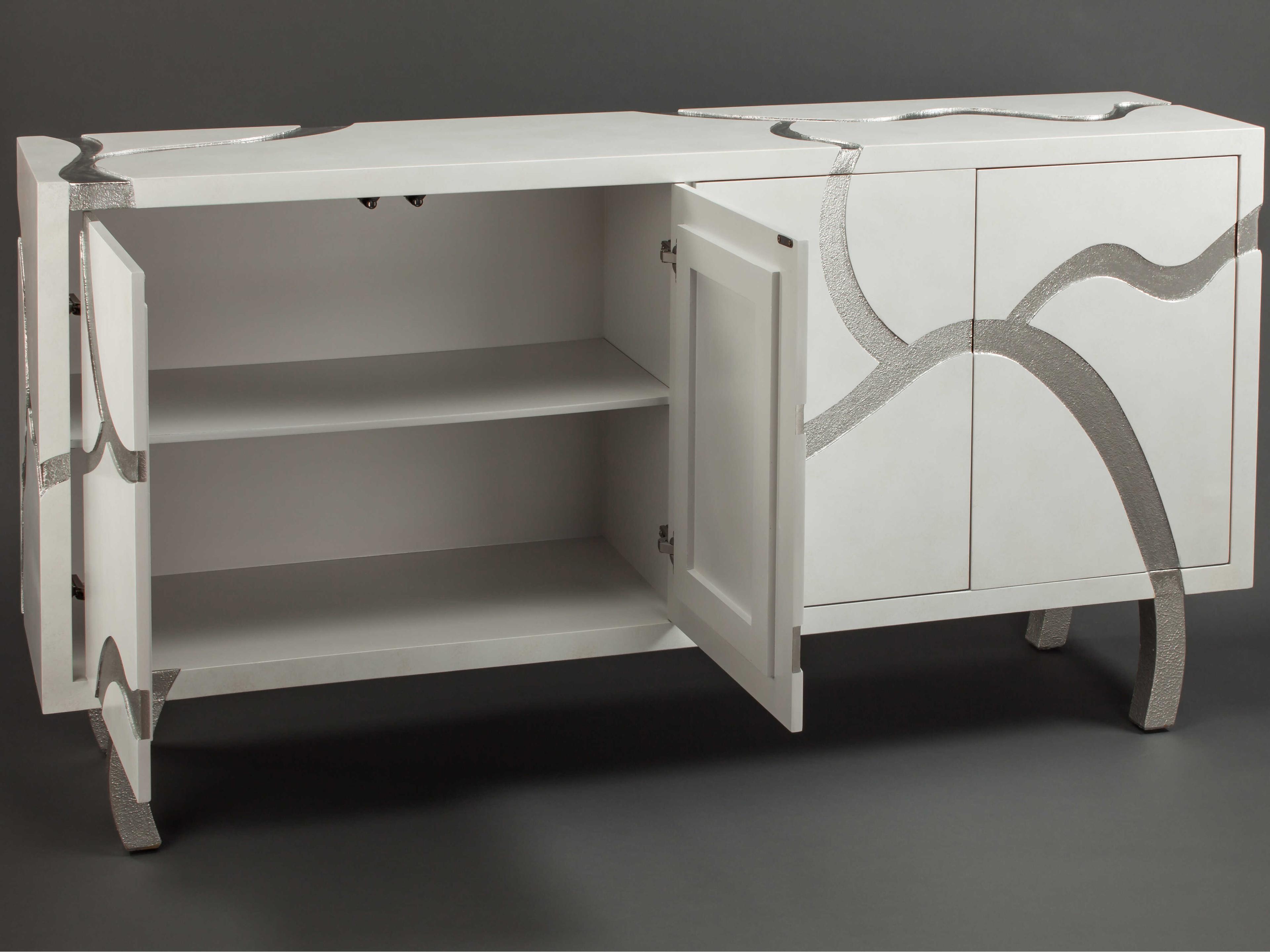 Artmax 72" Frosty White Gritty Silver Sideboard