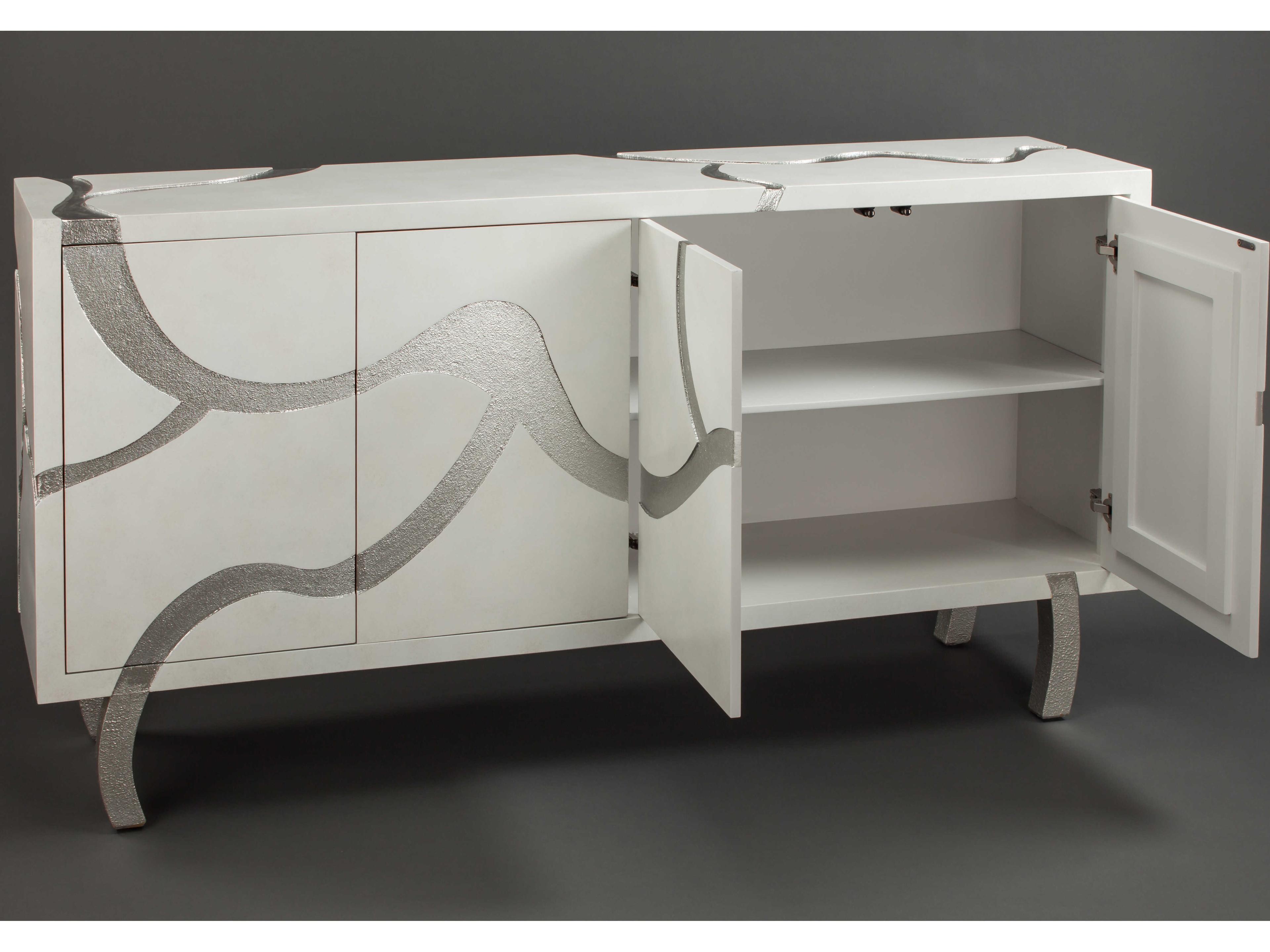 Artmax 72" Frosty White Gritty Silver Sideboard