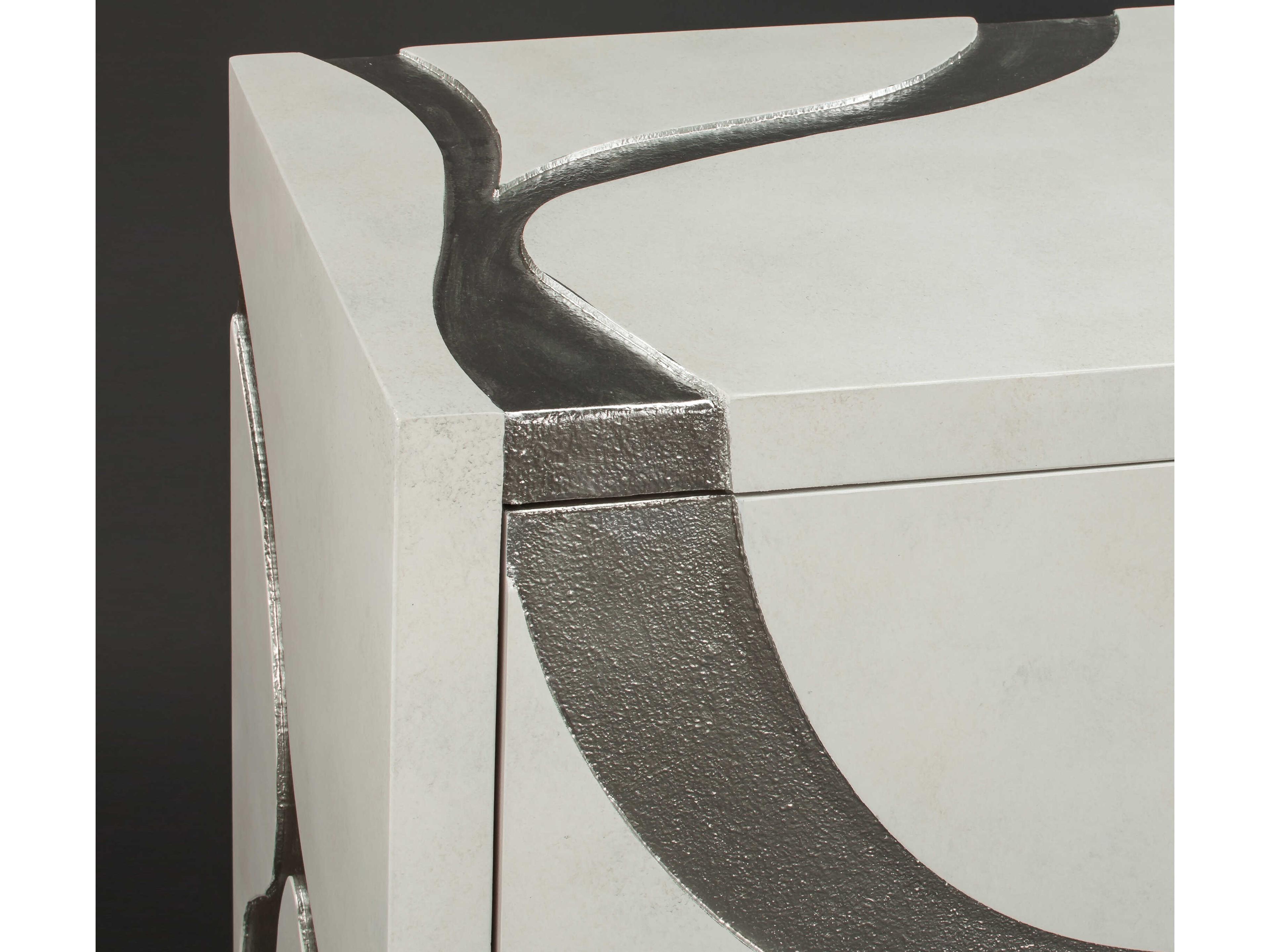 Artmax 72" Frosty White Gritty Silver Sideboard