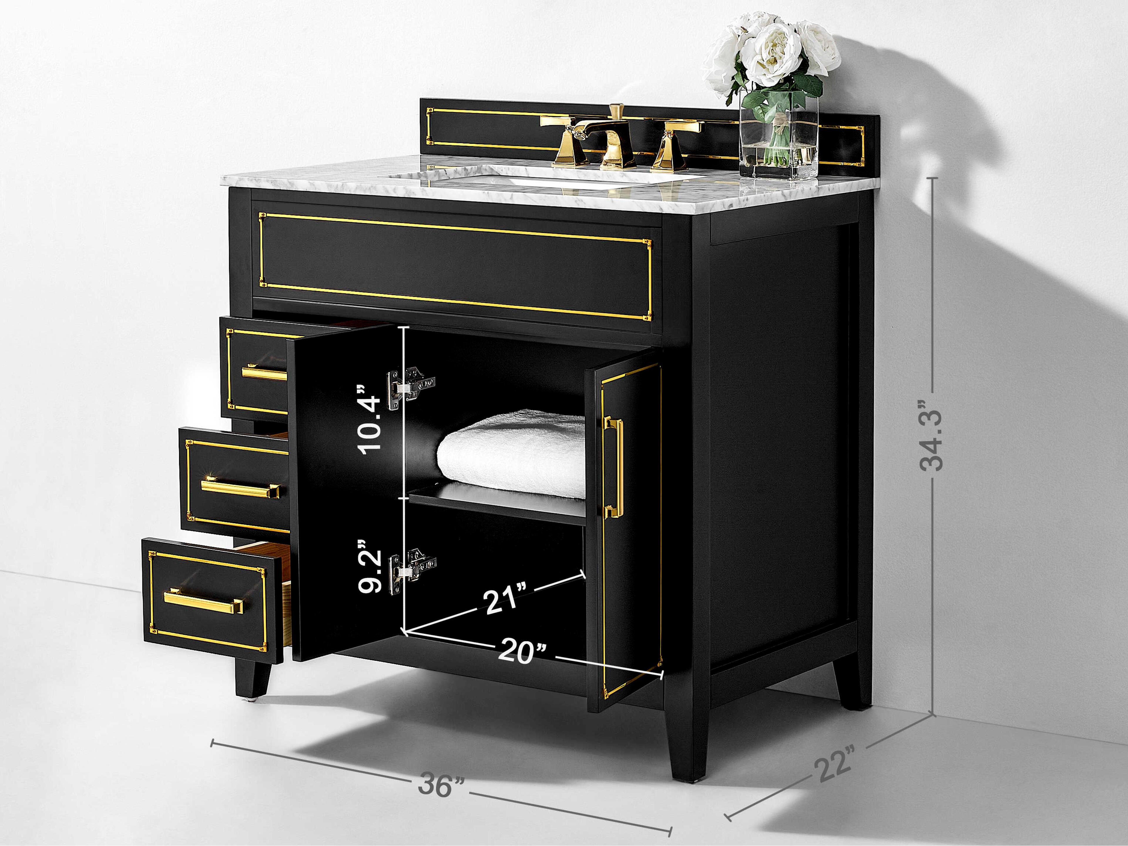 Ancerre Designs Aspen Black Onyx 36" Vanity