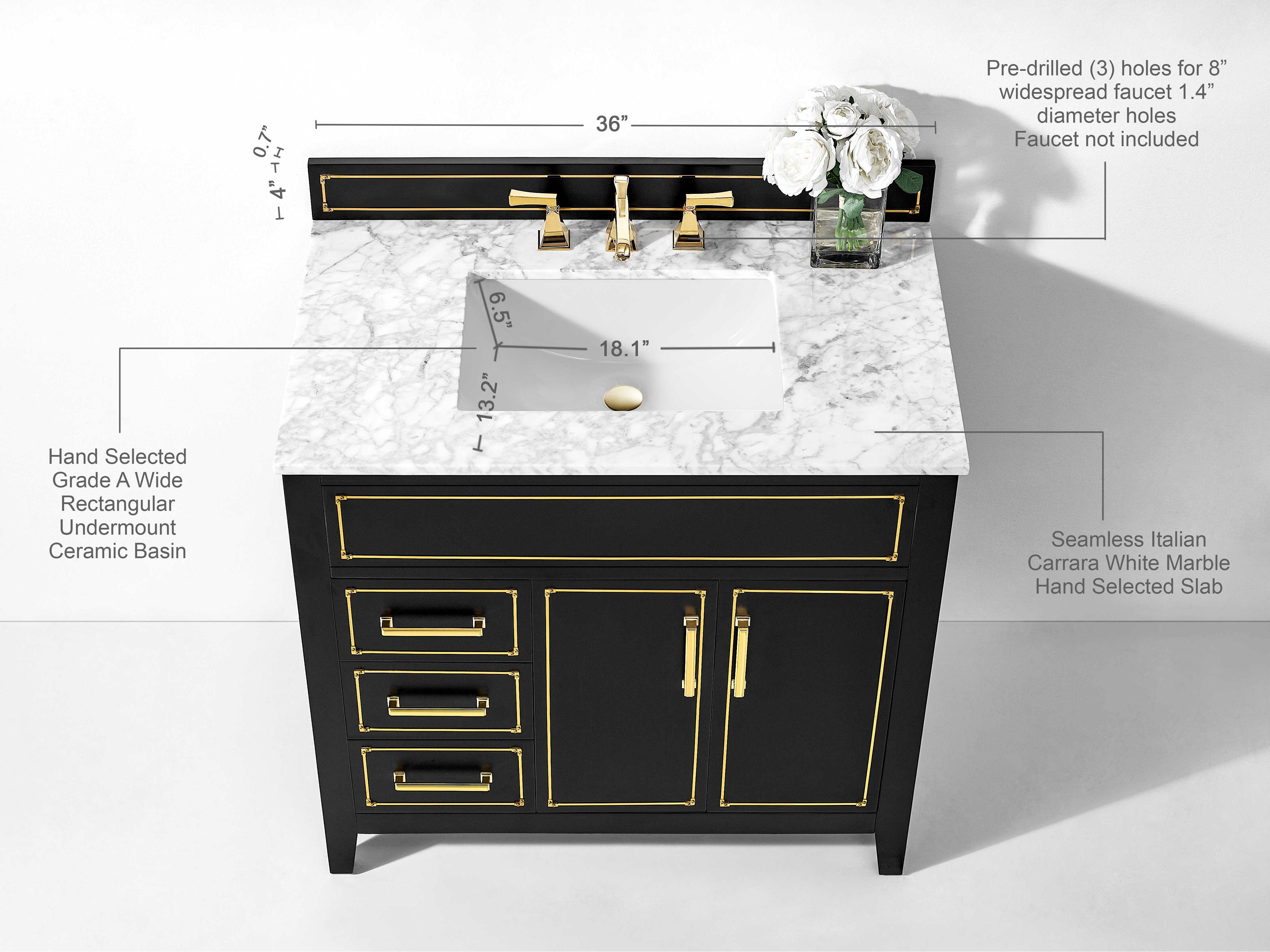 Ancerre Designs Aspen Black Onyx 36" Vanity