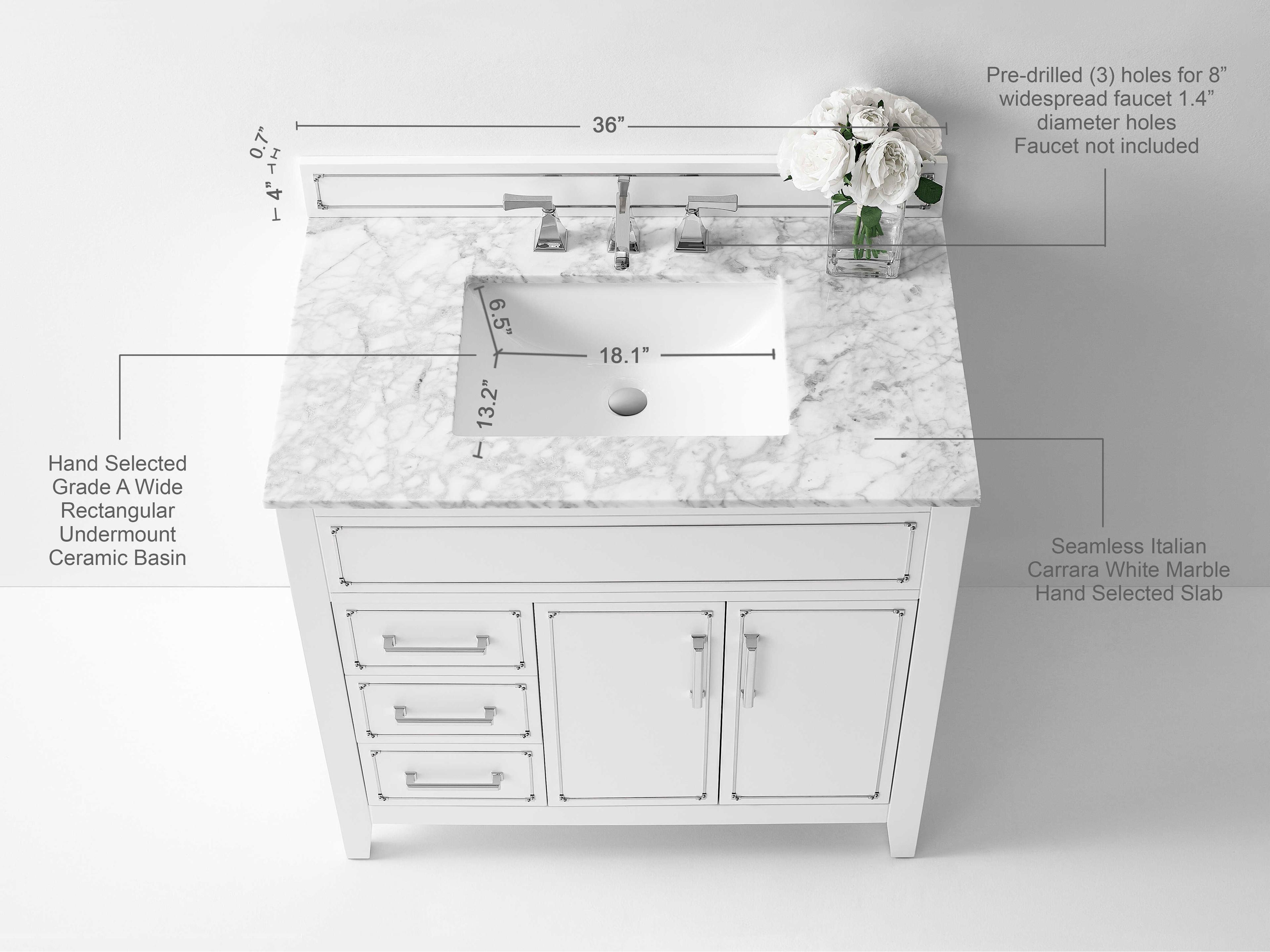 Ancerre Designs Aspen White 36" Vanity