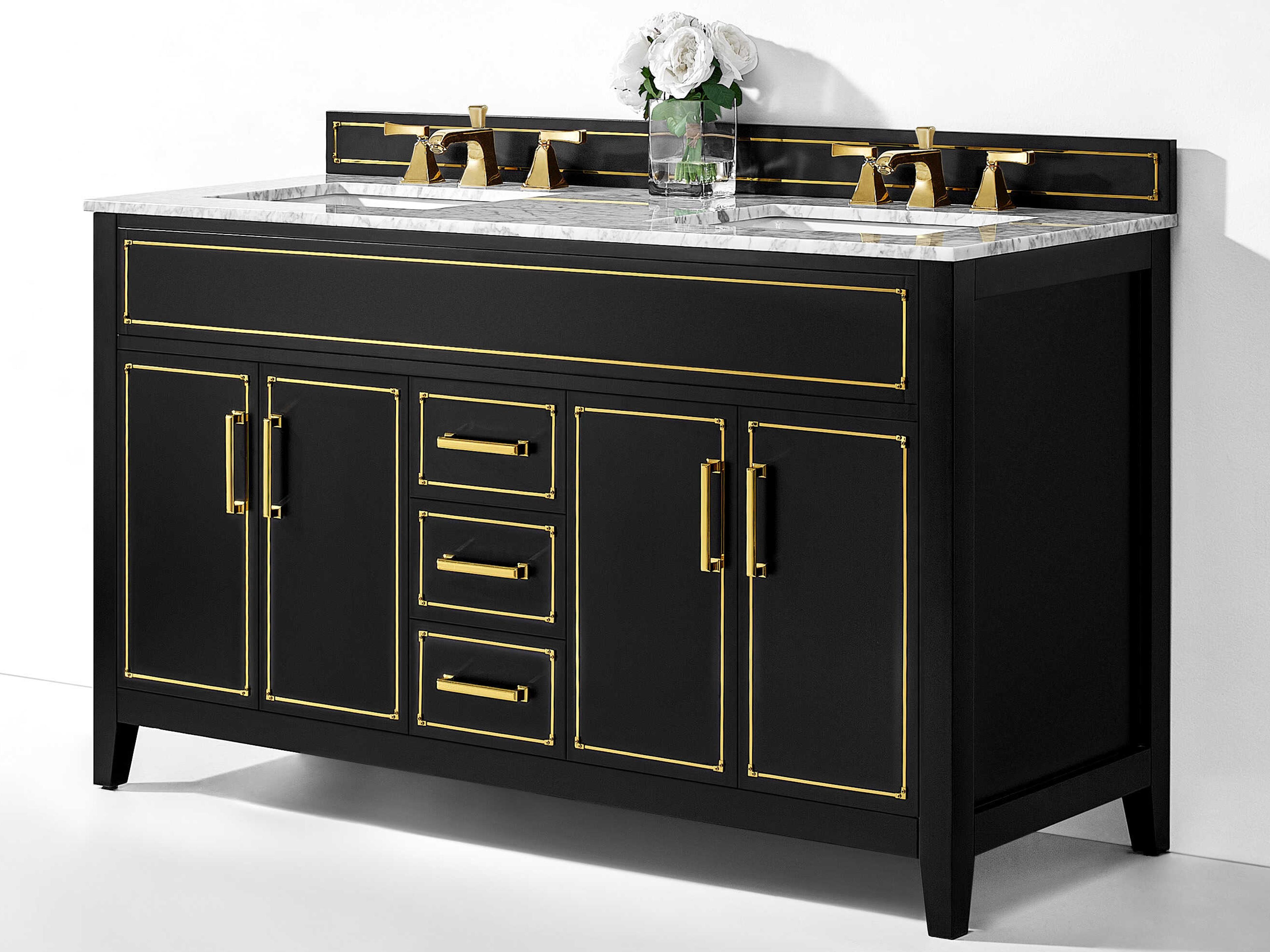 Aspen Double Bathroom Vanity Set 60-Inch Black Onyx