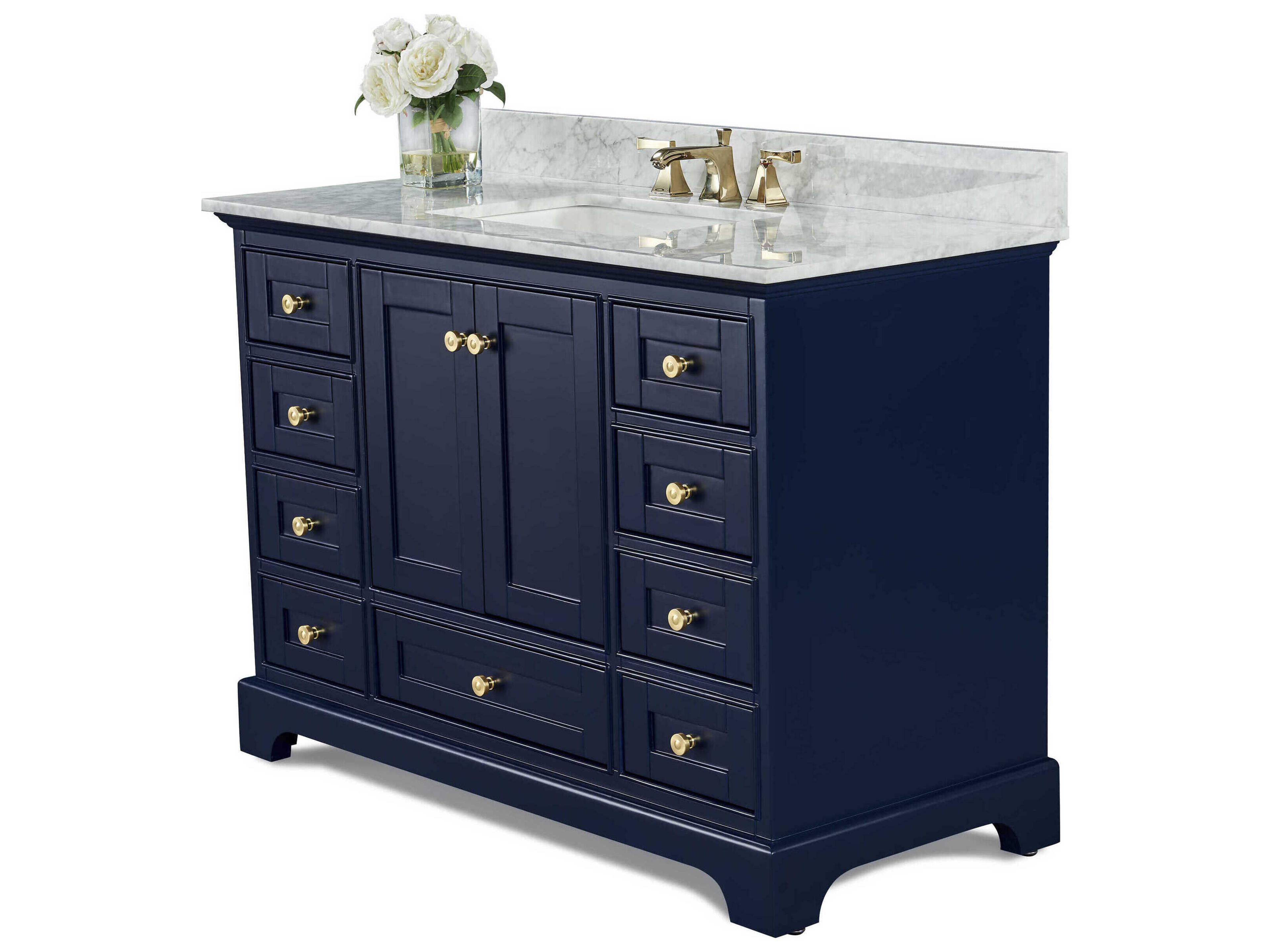 Single Bathroom Vanity Set Audrey Collection 48 Inch Heritage Blue Marble Top