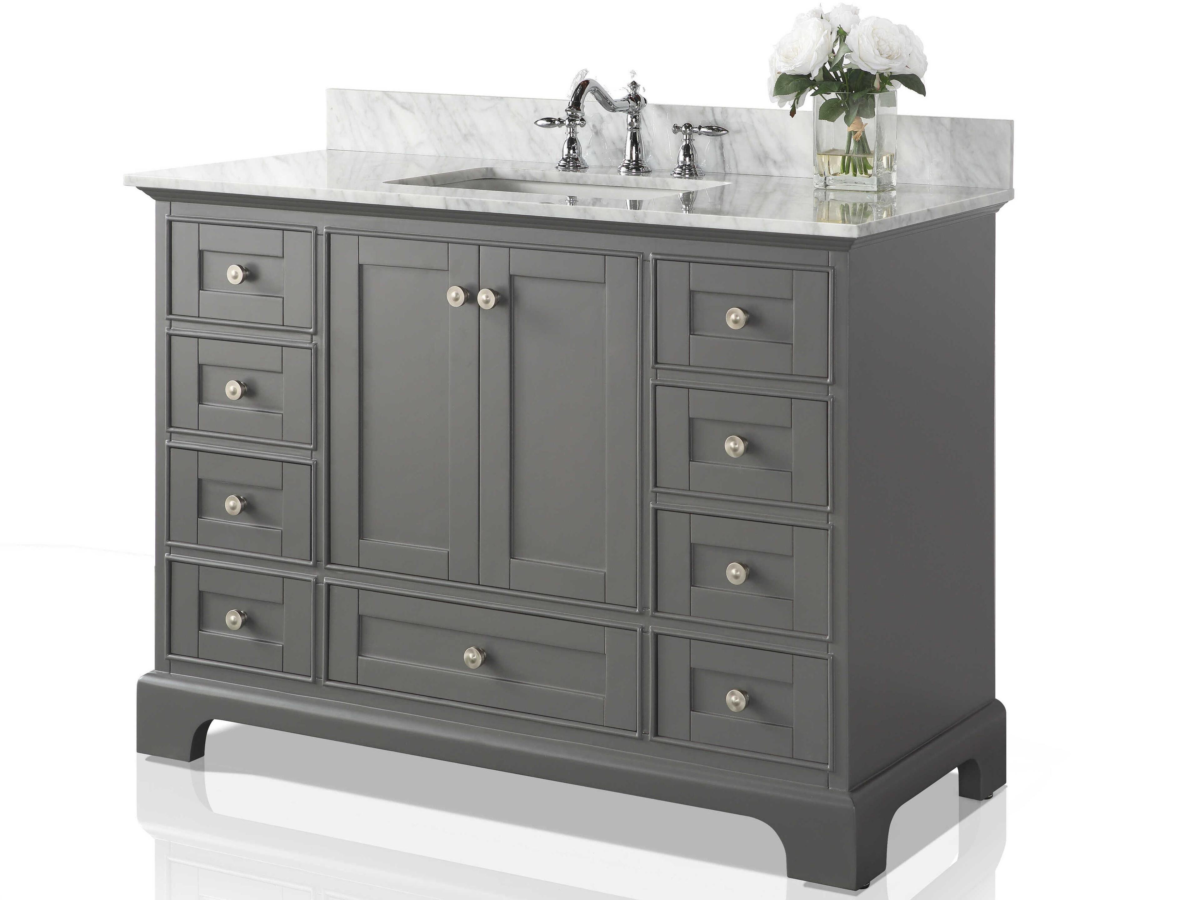 Audrey 48 in Single Bathroom Vanity Set in Sapphire Gray with Marble Top