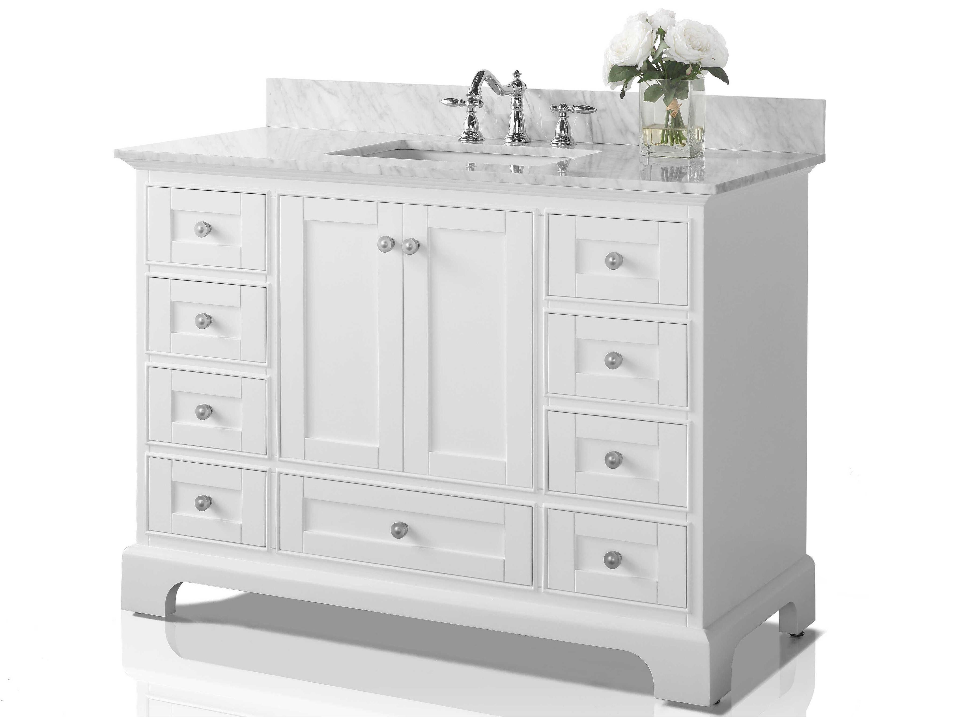 Single Bath Vanity Set Audrey 48 Inch Solid Wood in White