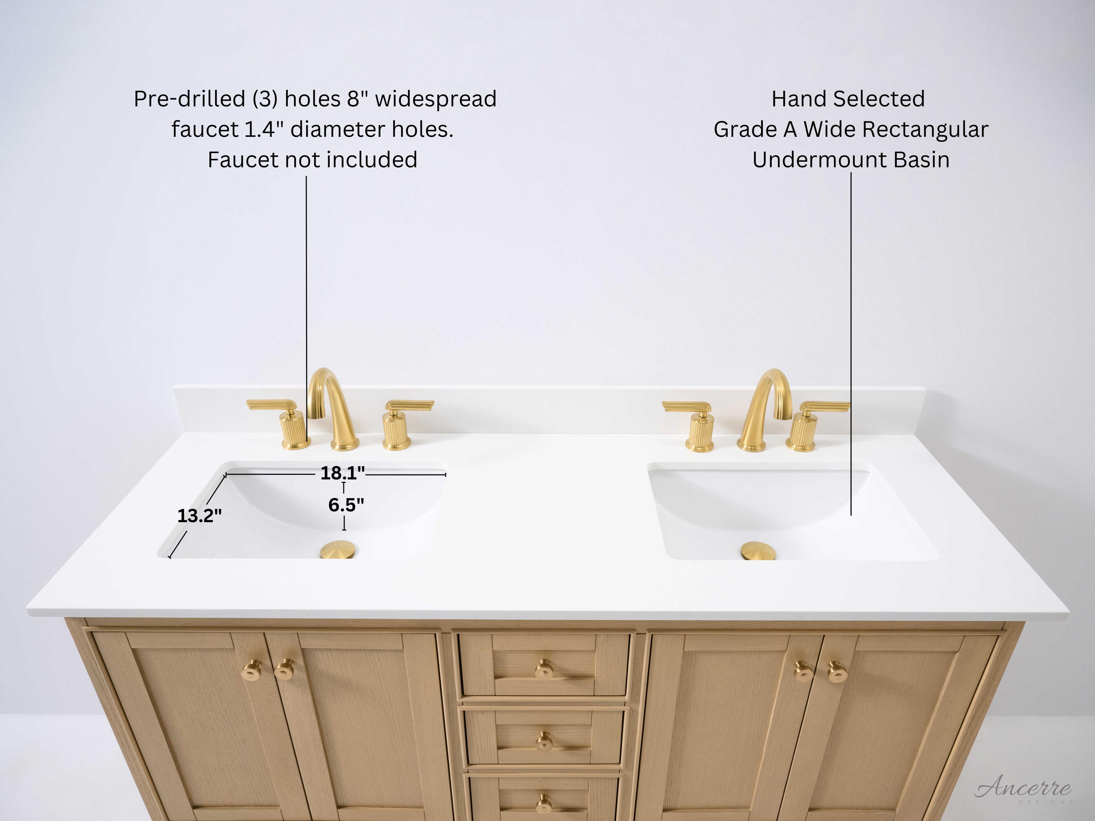 Ancerre Designs Audrey Oak 66" Vanity
