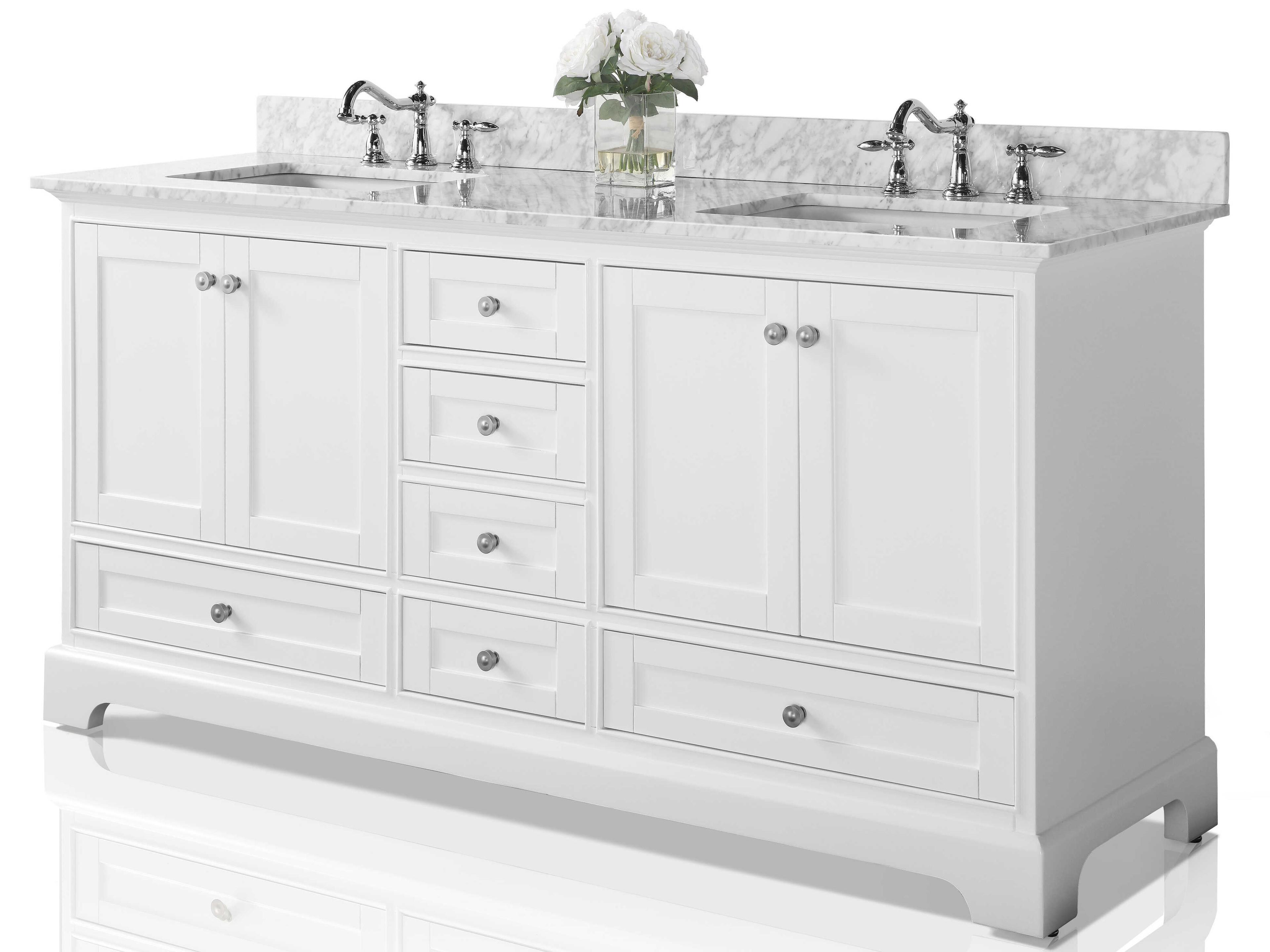 Bathroom Vanity Audrey 66-Inch White Solid Wood