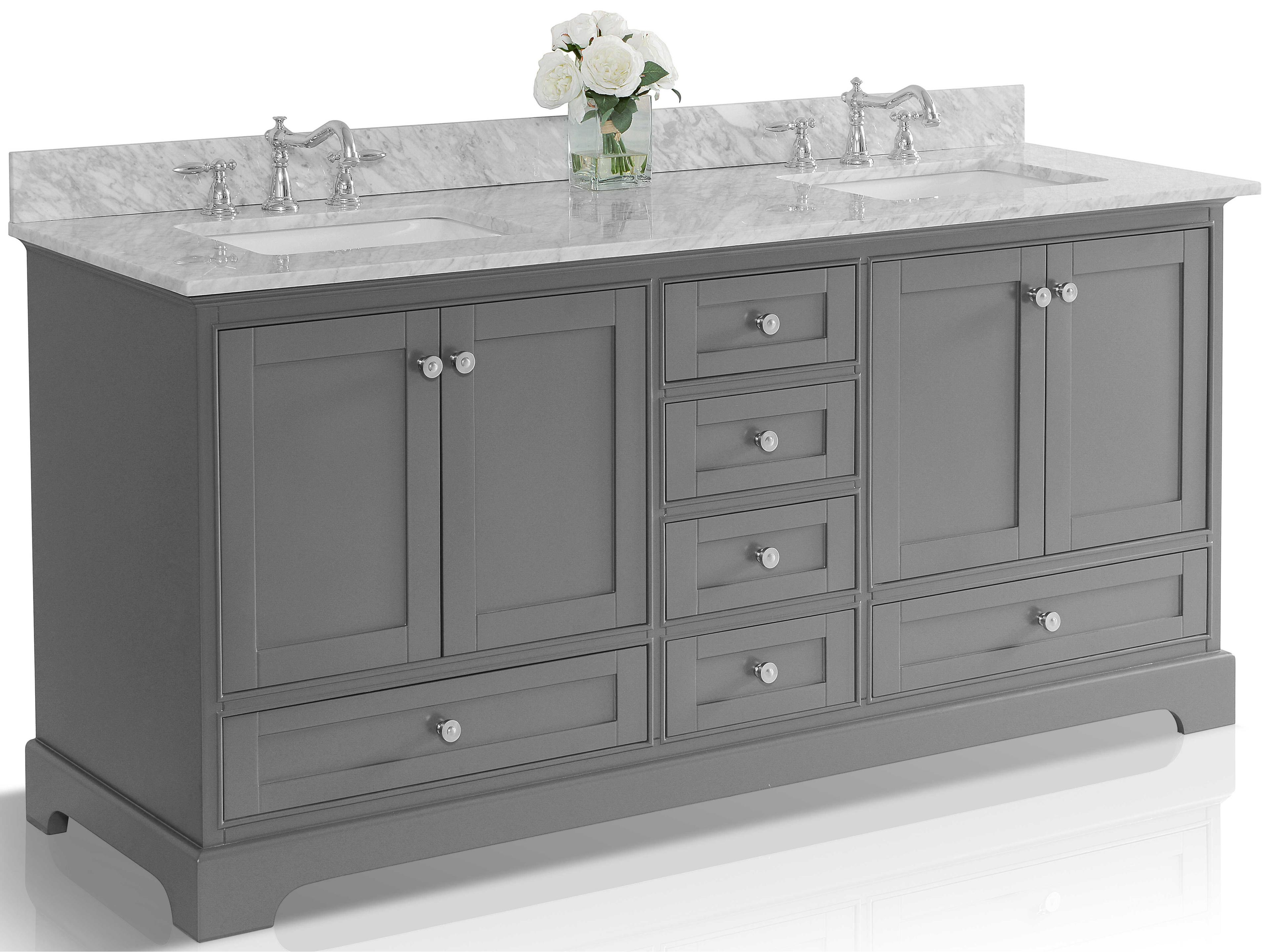 72 Inch Double Bathroom Vanity Audrey Collection Sapphire Gray Marble Top