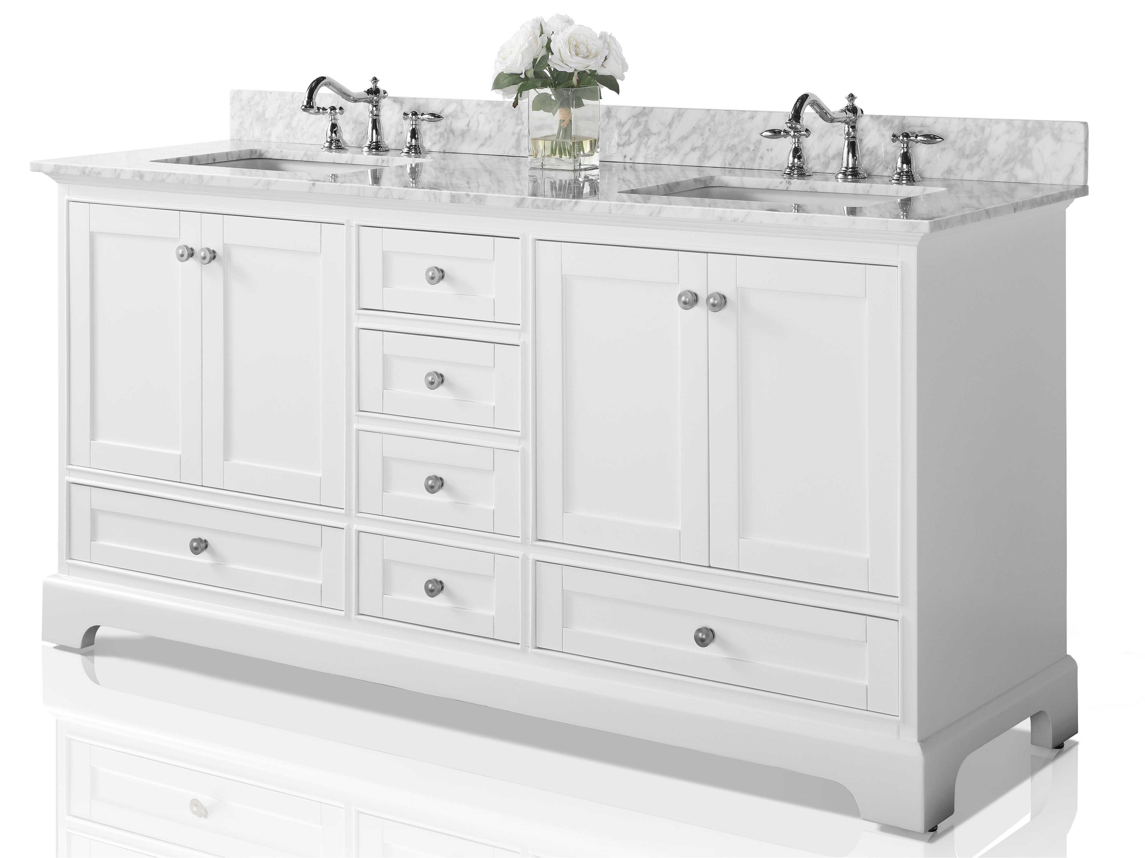 Double Bathroom Vanity Set Audrey 72 Inch White