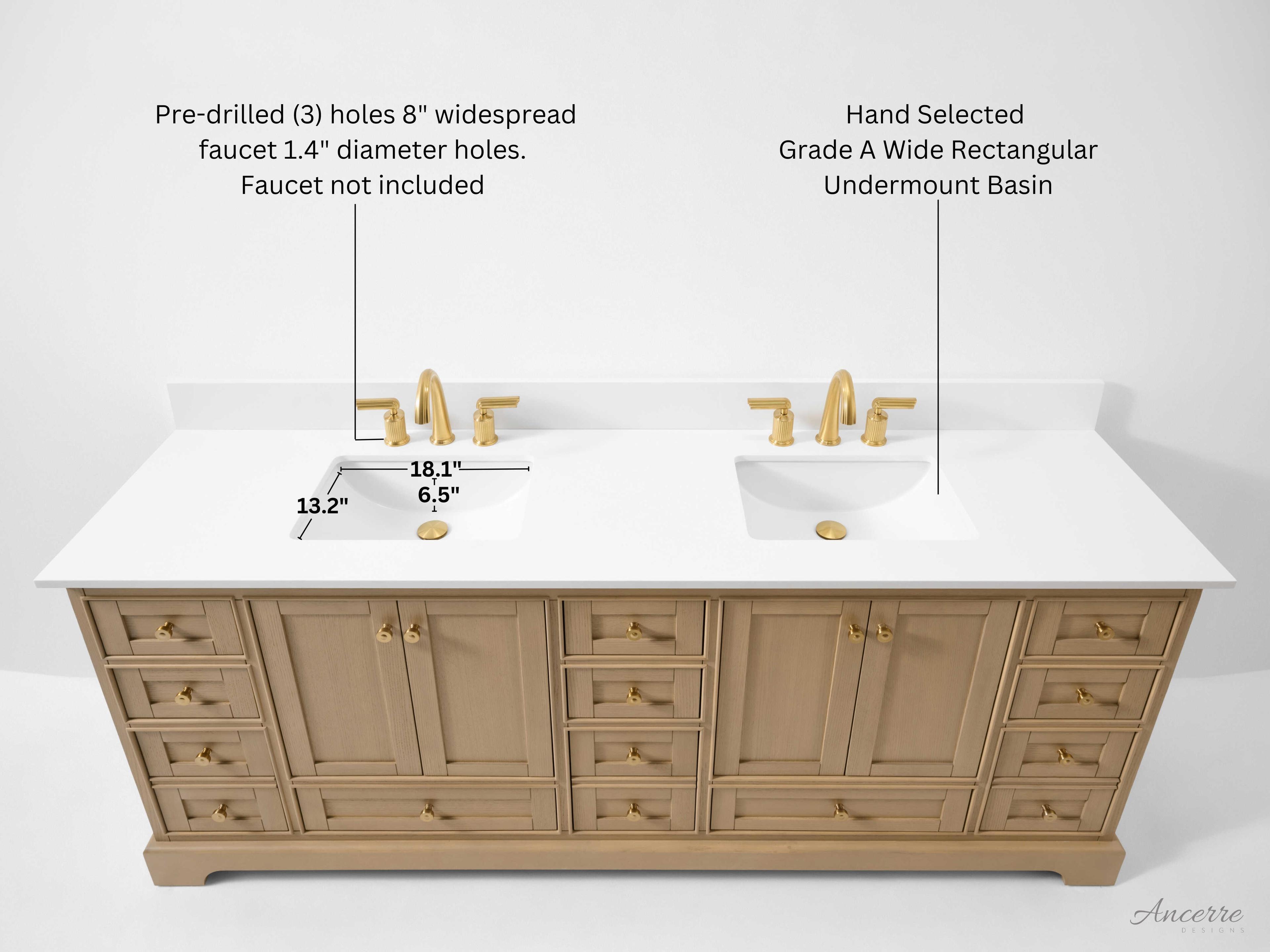 Ancerre Designs Audrey Oak 84" Vanity