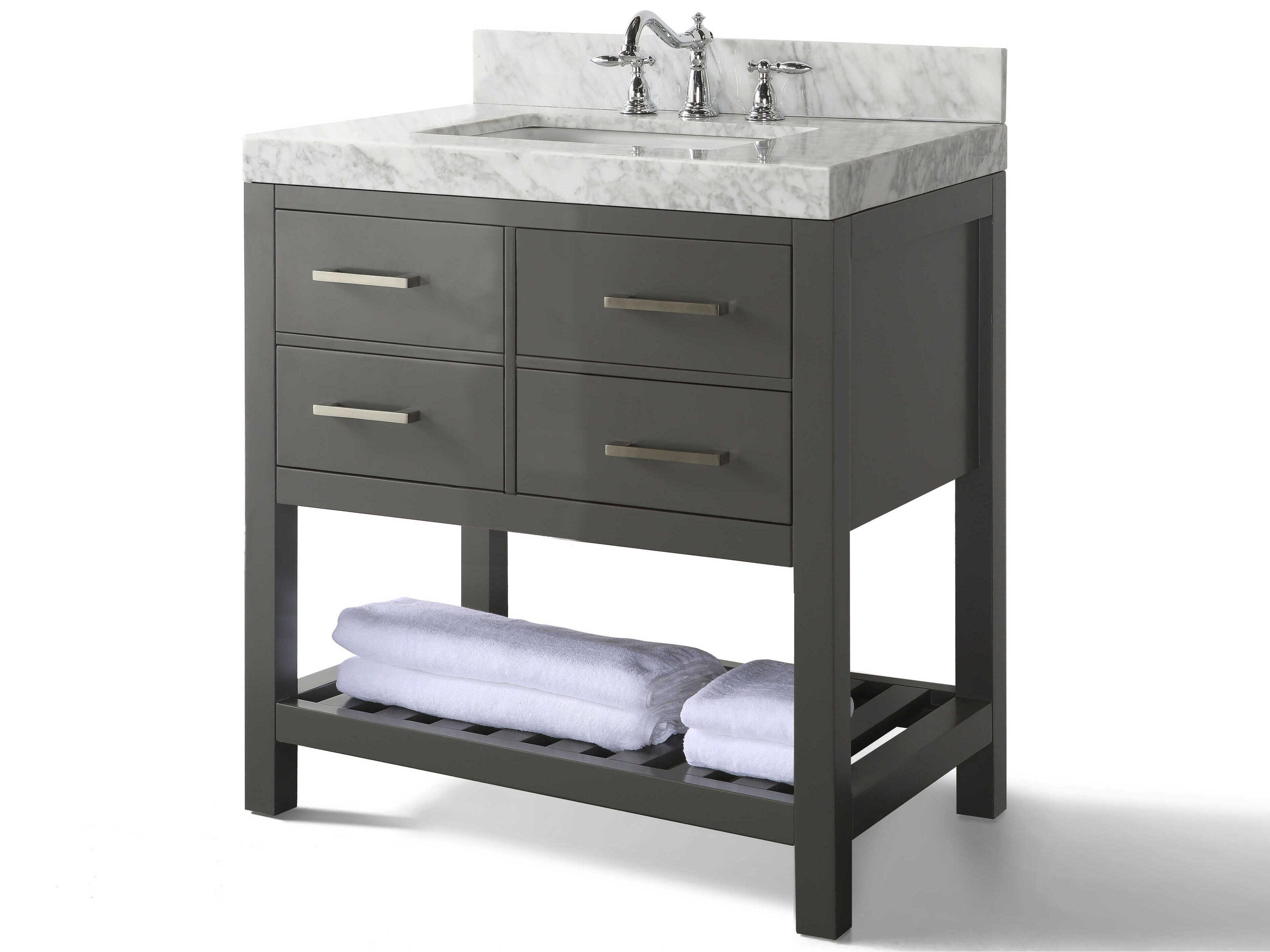Elizabeth 36 Inch Bathroom Vanity Set in Sapphire Gray with Carrara Marble Top